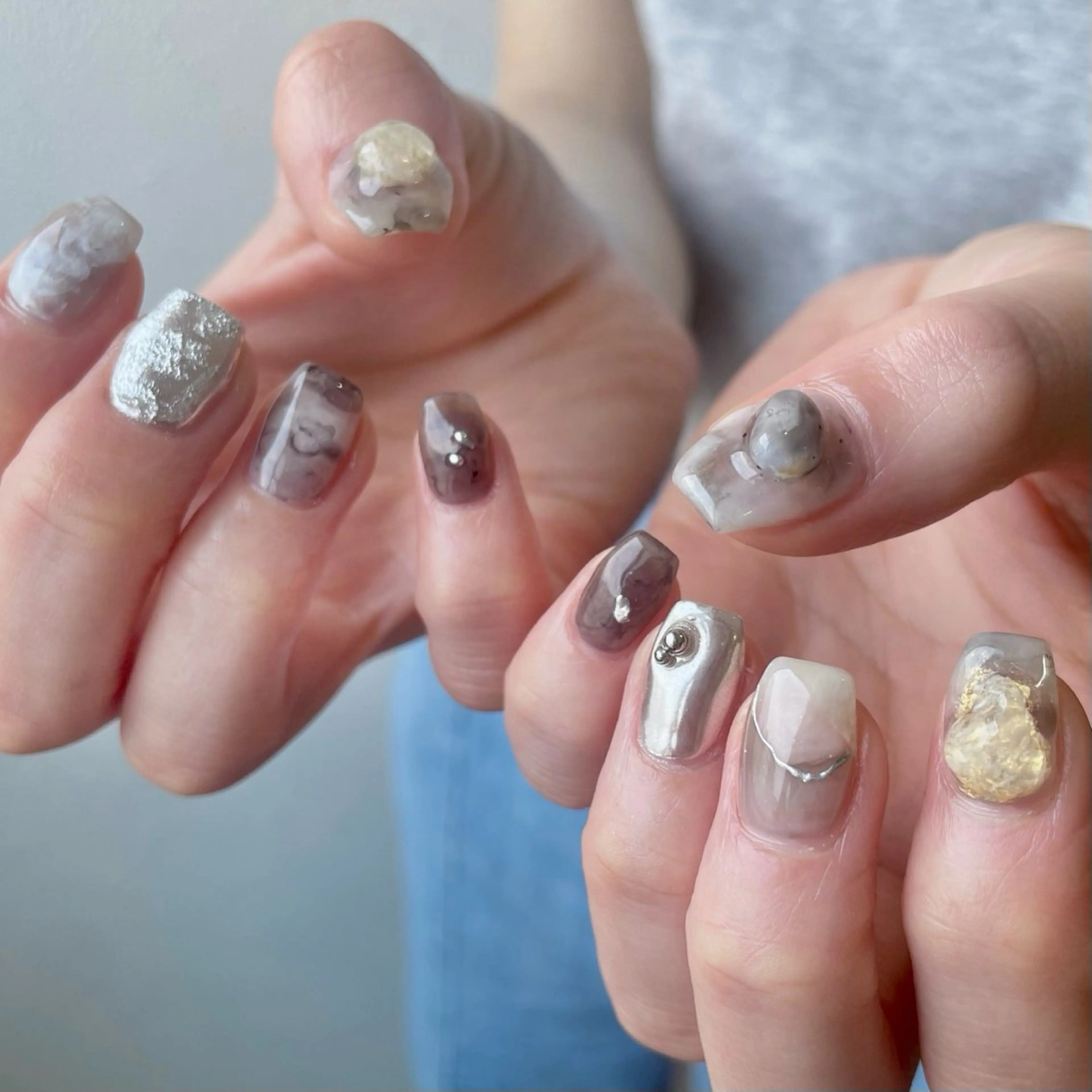 ネイル アートネイル ジェルネイル 持ち込み ニュアンスネイル パラジェル ハンドネイル norme_ akiのネイルデザイン