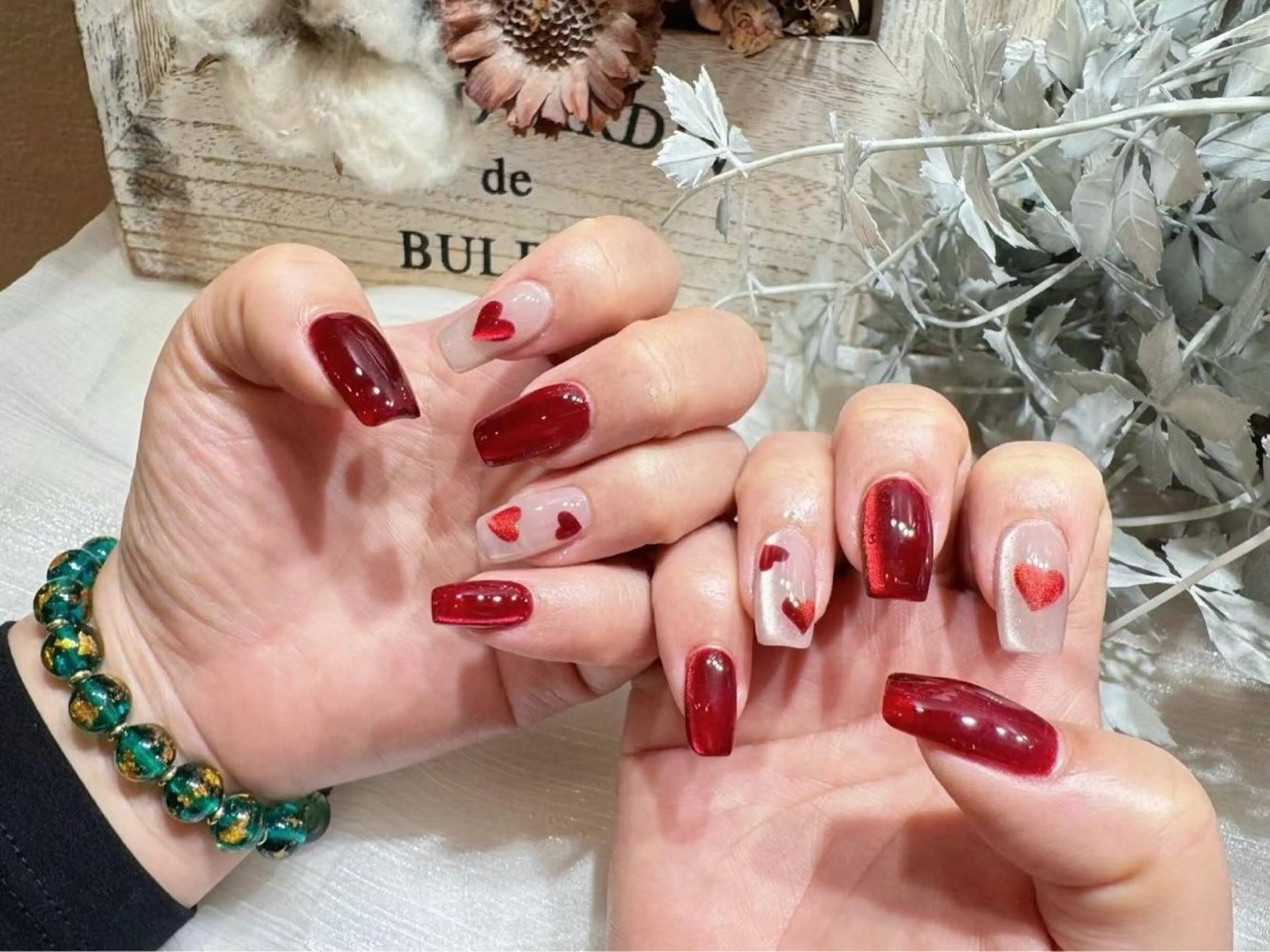 ネイル アートネイル フットネイル ジェルネイル ハート マグネットネイル Babarla nailのネイルデザイン