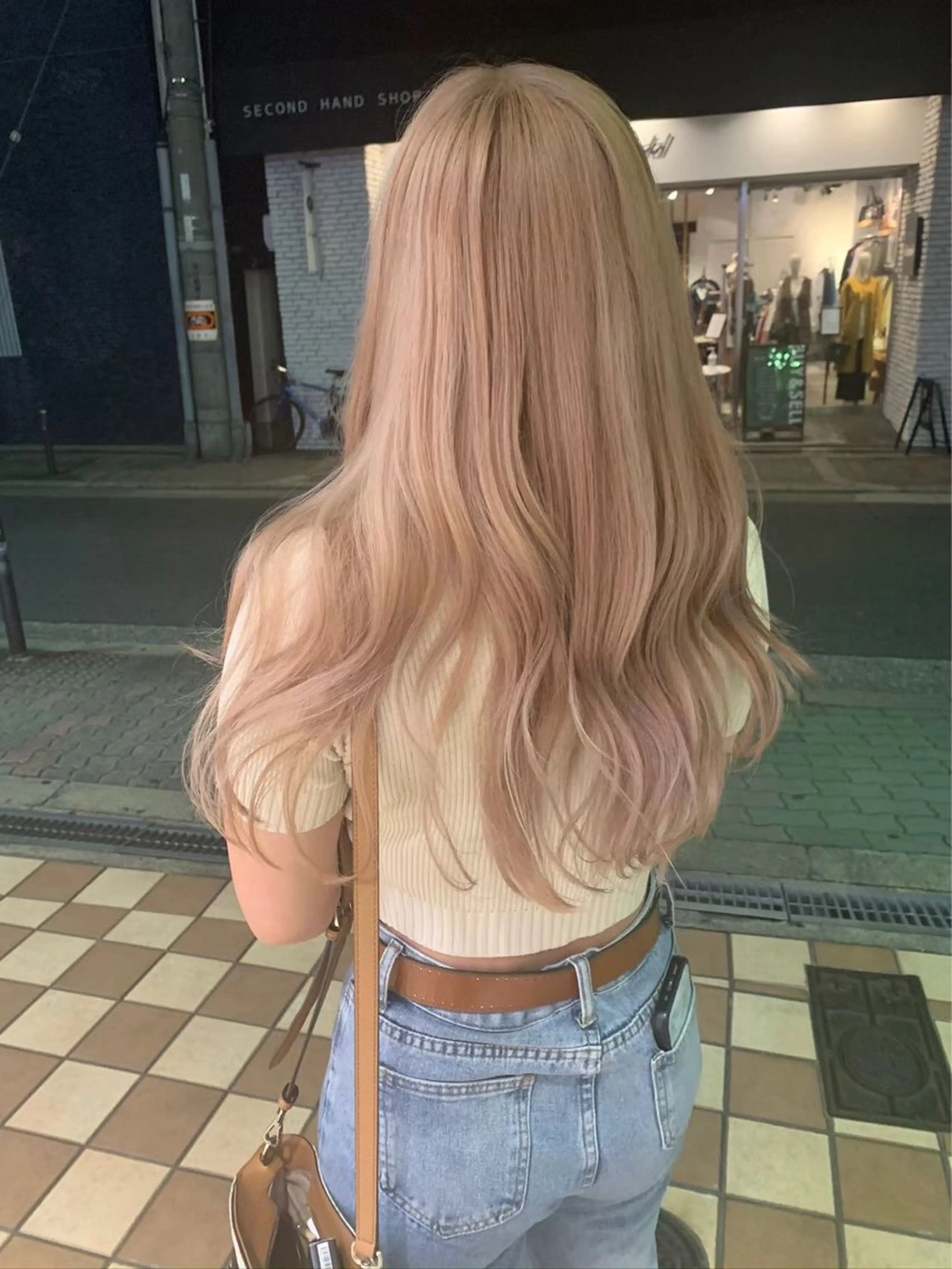 ロング カラー ブリーチ ケアブリーチ ダブルカラー ハイトーンカラー 髪質改善 ヘアカラー トリートメント olino/西田辺 エフェクトブリーチのヘアスタイル