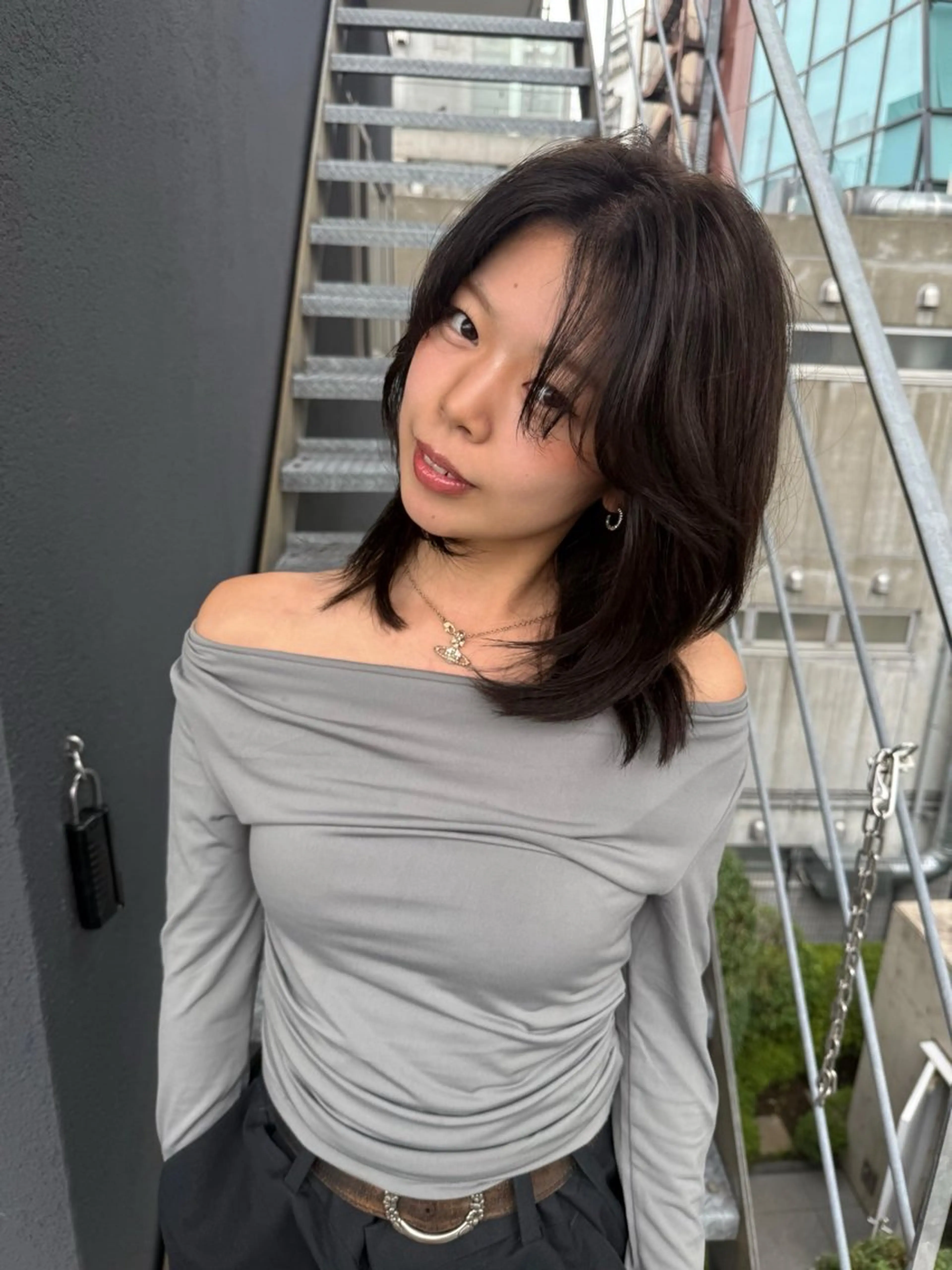 ミディアム カット ヘアカラー トリートメント レイヤーカット\ウル フ　chinatsuのヘアスタイル