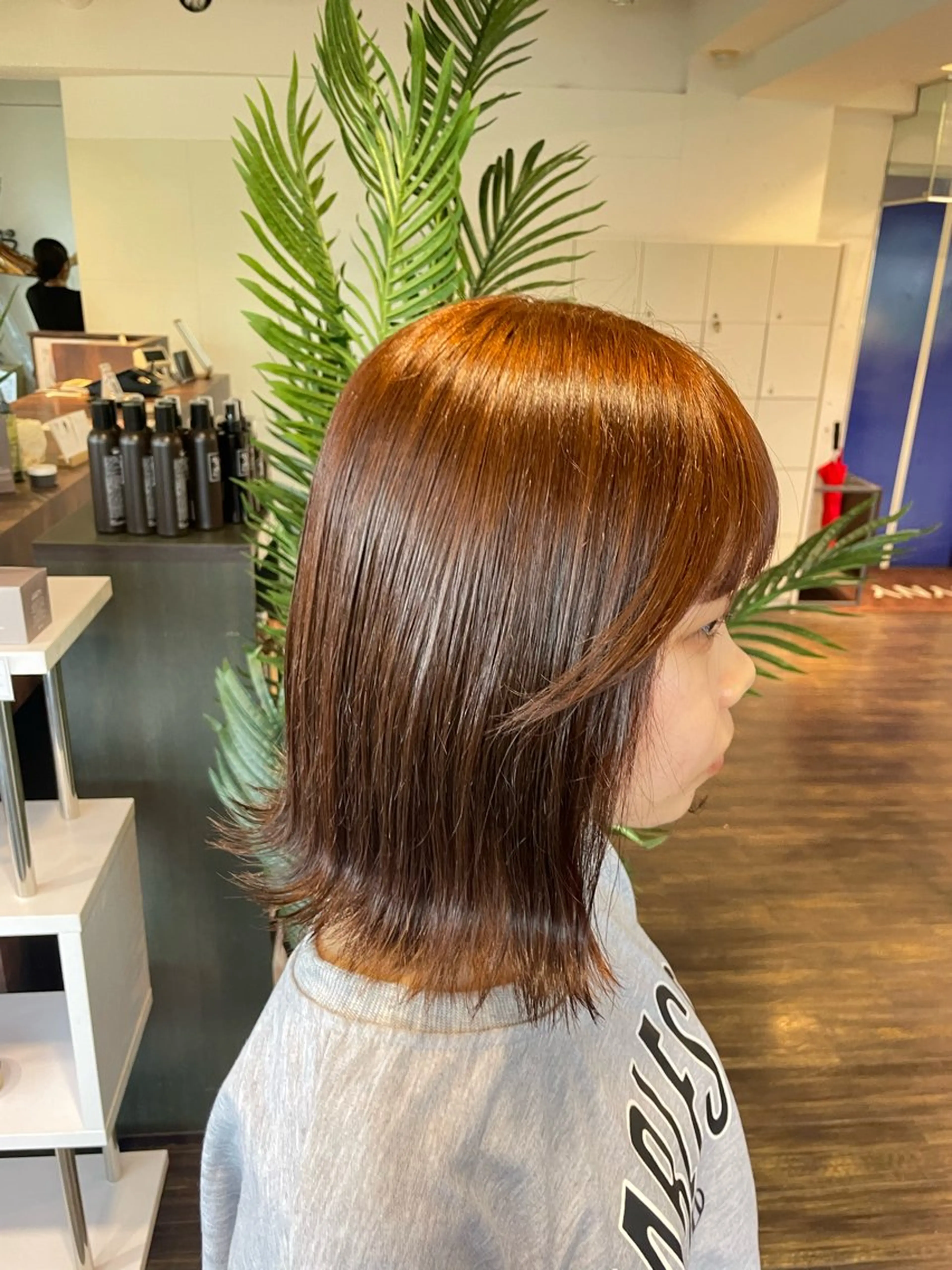 ロング カラー ブラウンカラー オレンジ オレンジブラウン カット ヘアカラー 佐藤 綾郁のヘアスタイル