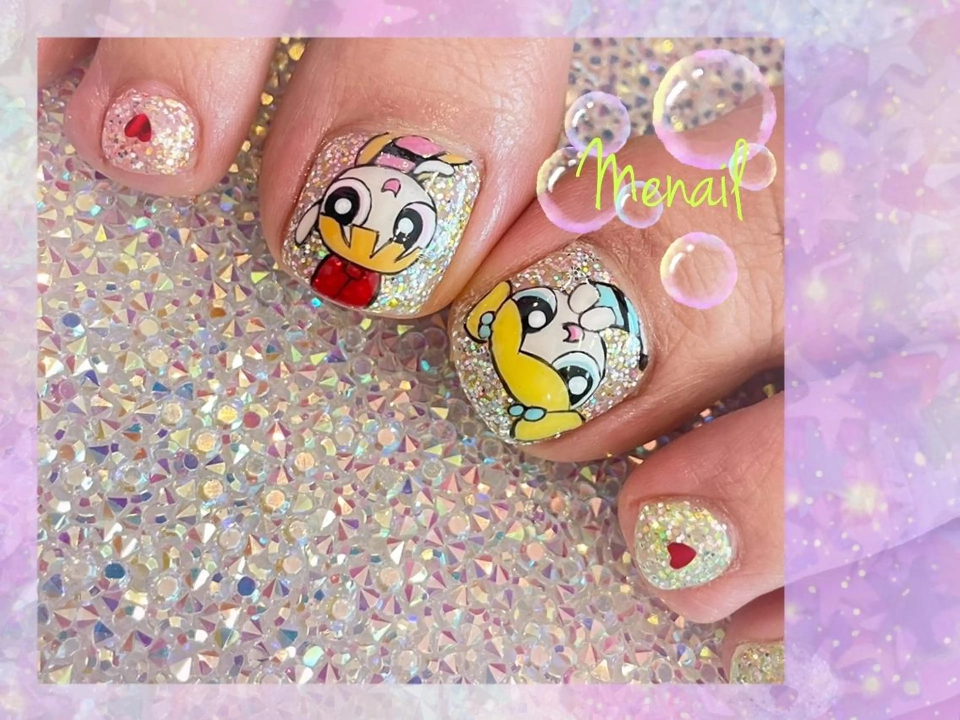 ネイル 韓国ネイル ハンドネイル 🤍POP可愛い🧸 Menailのネイルデザイン