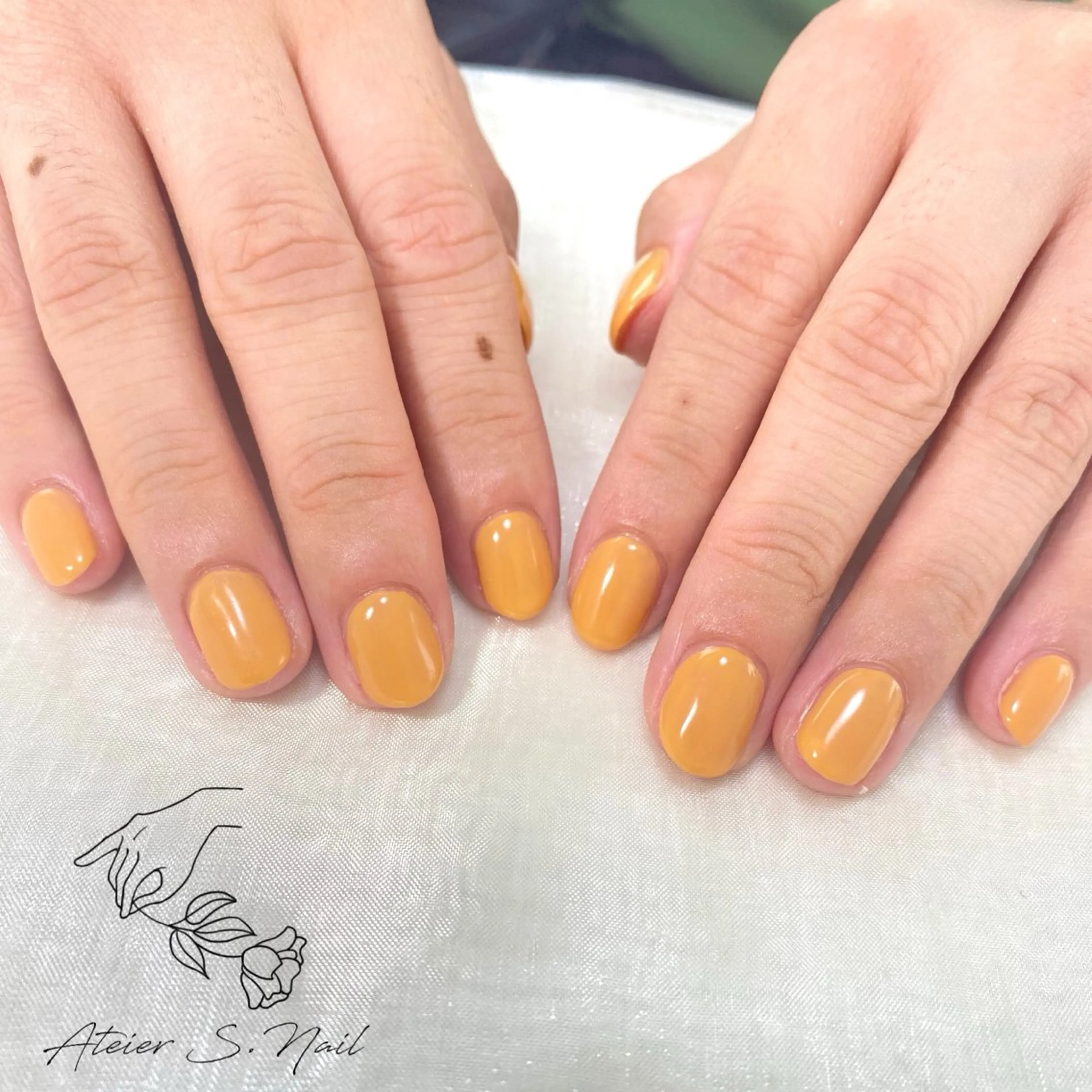 ネイル ワンカラーネイル オレンジ Atelier S.nailのネイルデザイン
