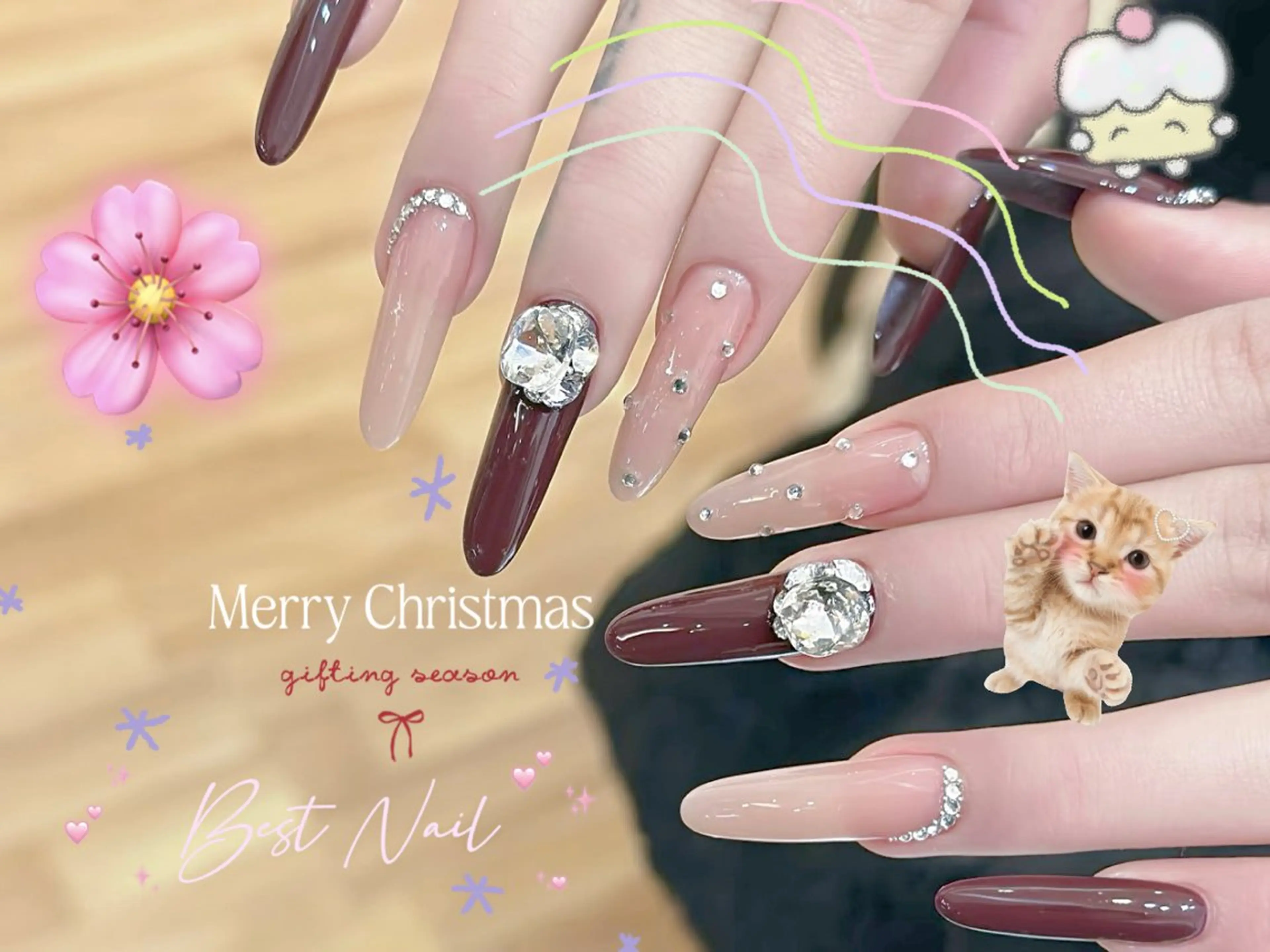 ネイル オーロラネイル クリアネイル 長さ出し ジェルネイル 韓国ネイル ハンドネイル best nailのネイルデザイン