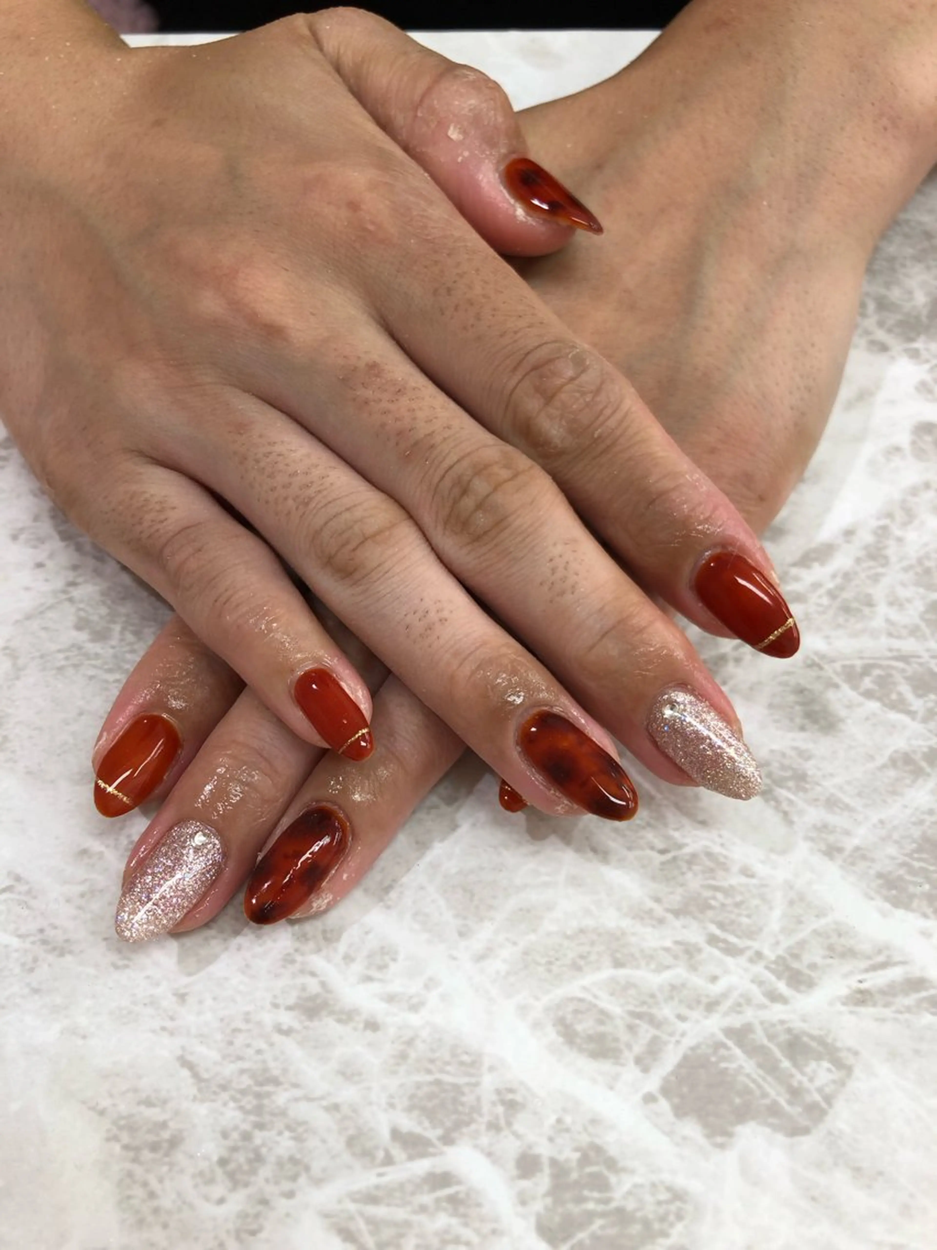 ネイル べっ甲ネイル 🌺Bianca立川 HAGA🌺のネイルデザイン