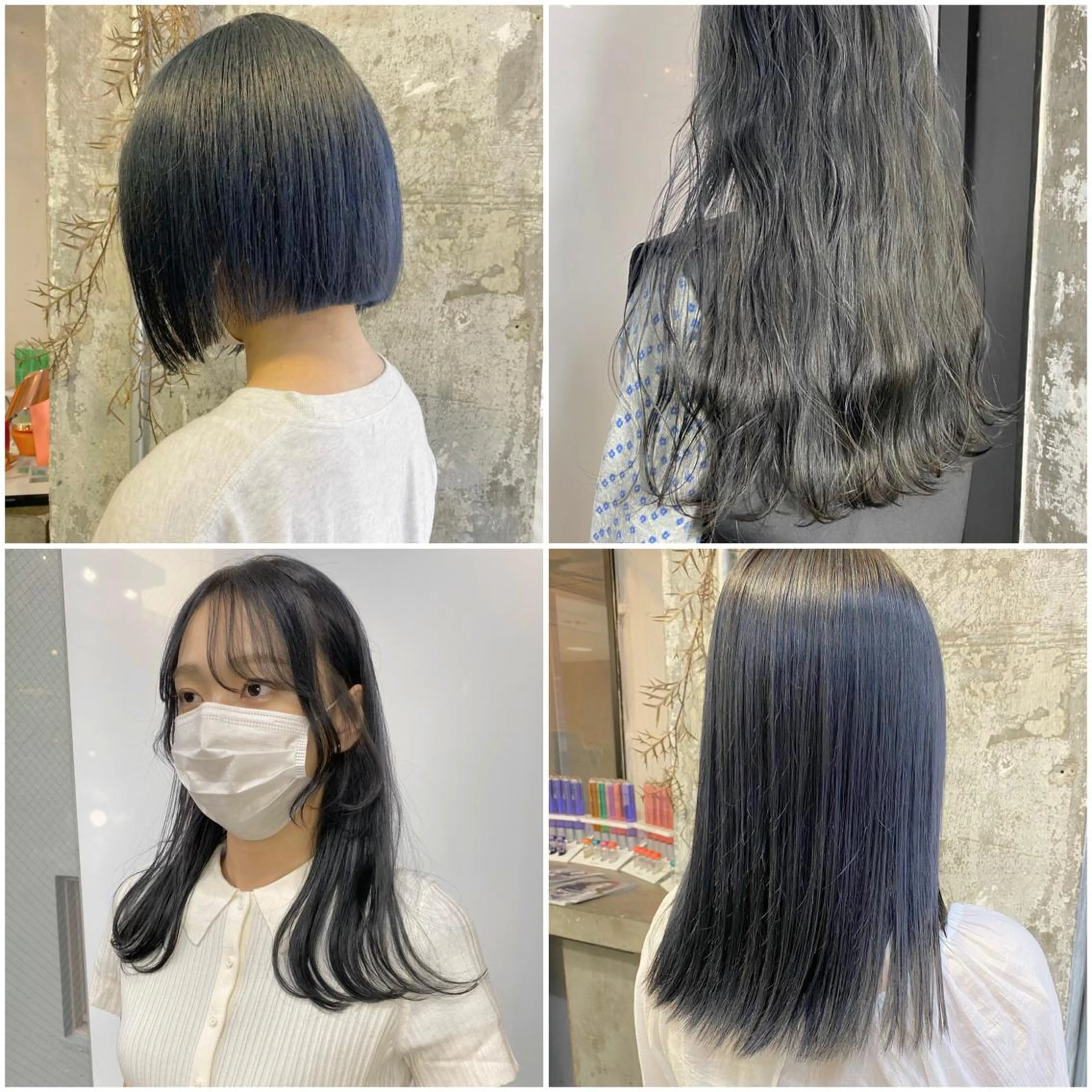 ミディアム カラー ブリーチ ブルーカラー ブルーグレー ブルーグレージュ グレージュ Piaコータロー ハイトーン&‪ボブのヘアスタイル