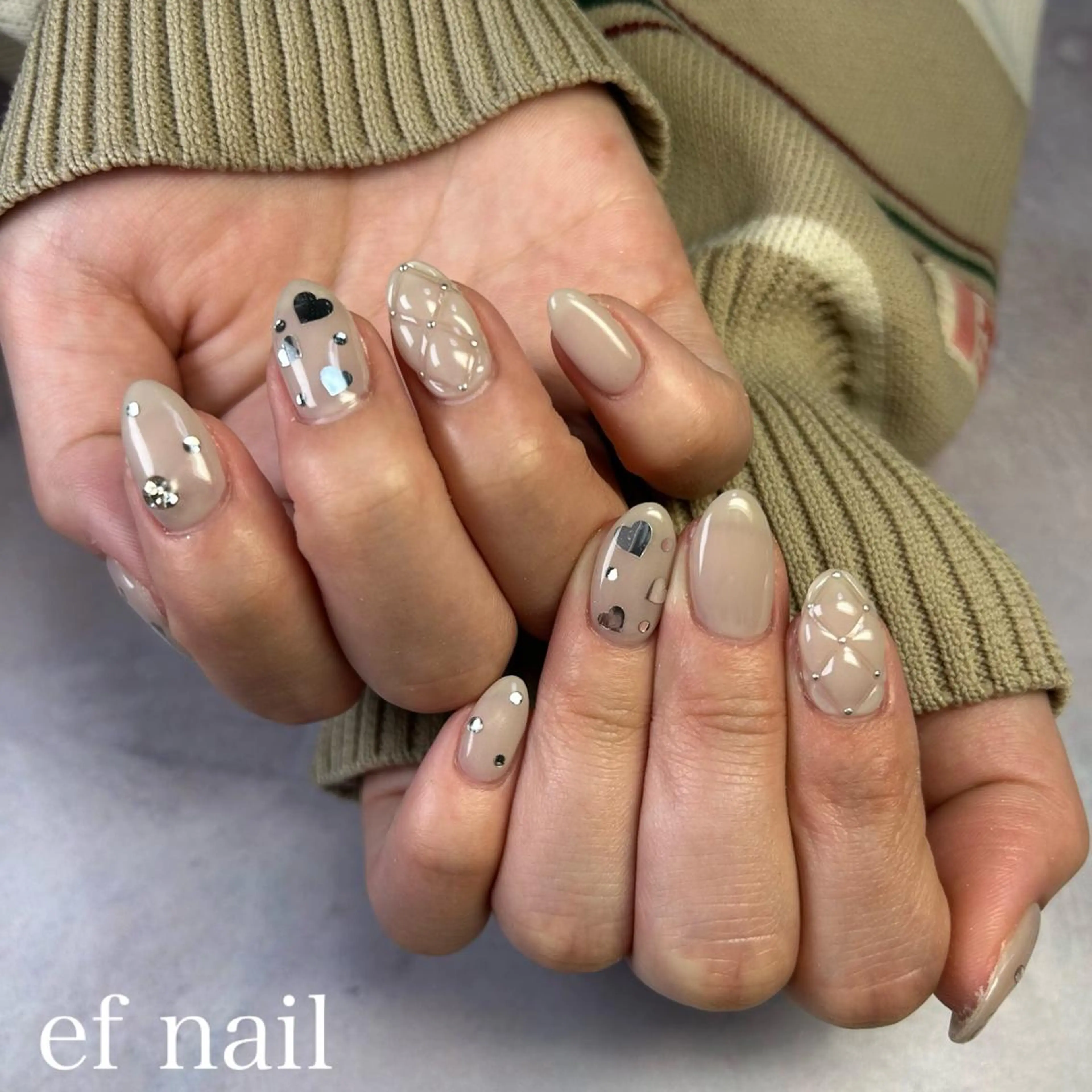 ネイル アートネイル ブラウン クリアネイル ジェルネイル マグネットネイル ハンドネイル ef nailのネイルデザイン