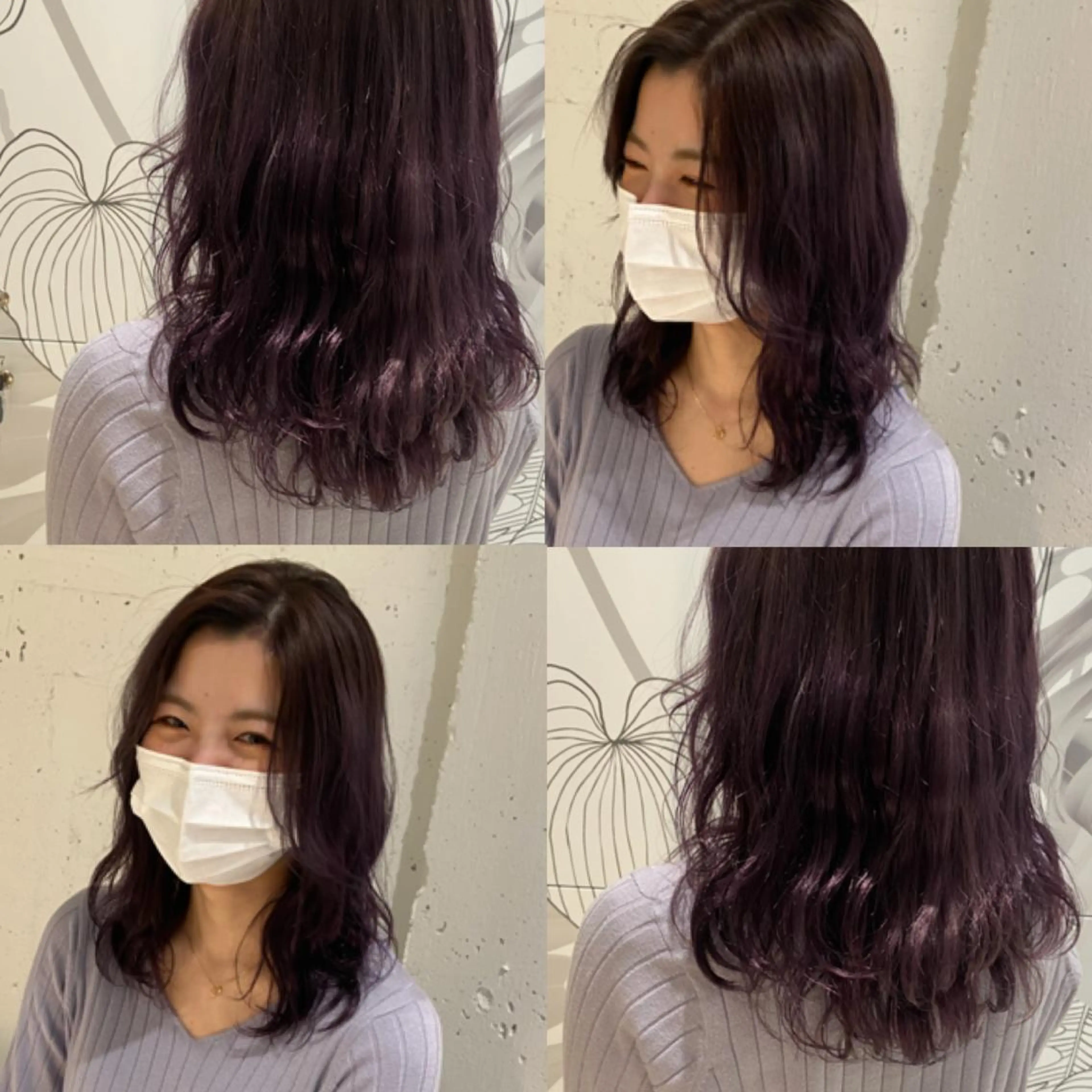 セミロング カラー 透明感カラー グレージュ ラベンダーカラー ラベンダーグレージュ ラベンダーグレー カジュアルを女っぽく 𝗮𝘆𝗮𝗰𝗼のヘアスタイル