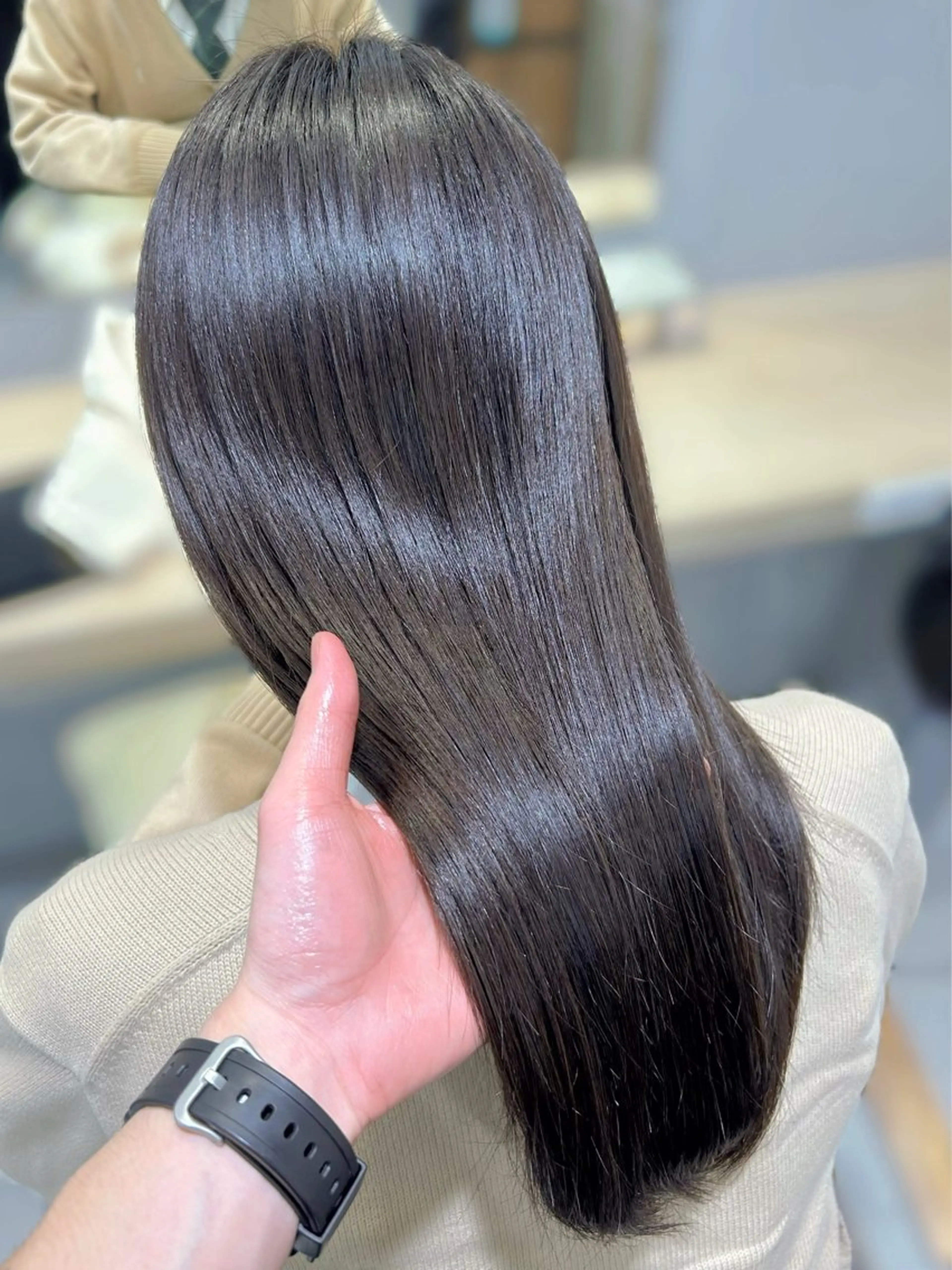 ロング カラー 透明感カラー 髪質改善 トリートメント ヘアカラー トリートメント 結べるくびれボブ/透 明感カラーtaigaのヘアスタイル