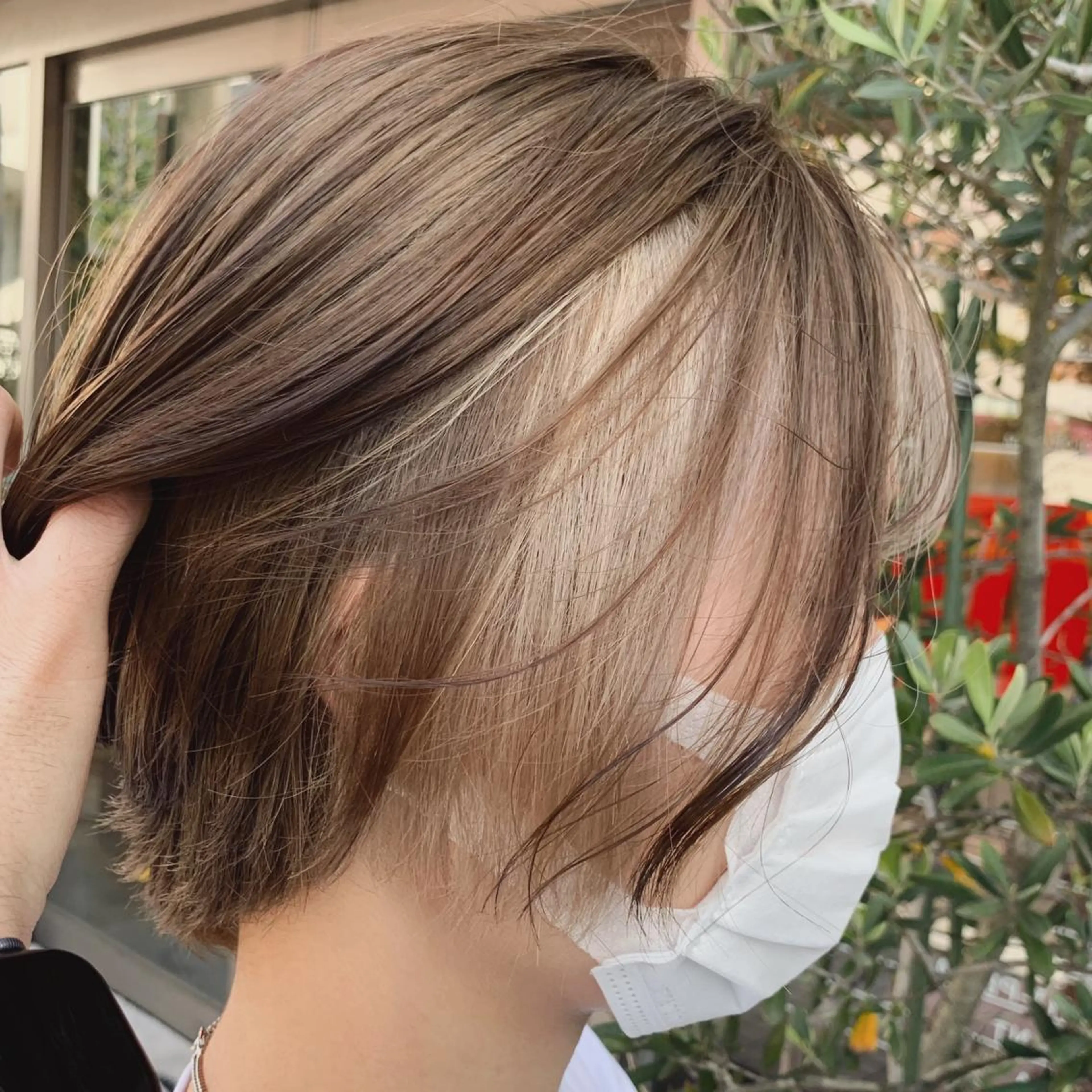 ショート カラー ミストバング ブロンド ブラウンカラー フェイスフレーミング インナーカラー ボブ/ハイトーン/ 髪質改善/越谷✨倉持のヘアスタイル