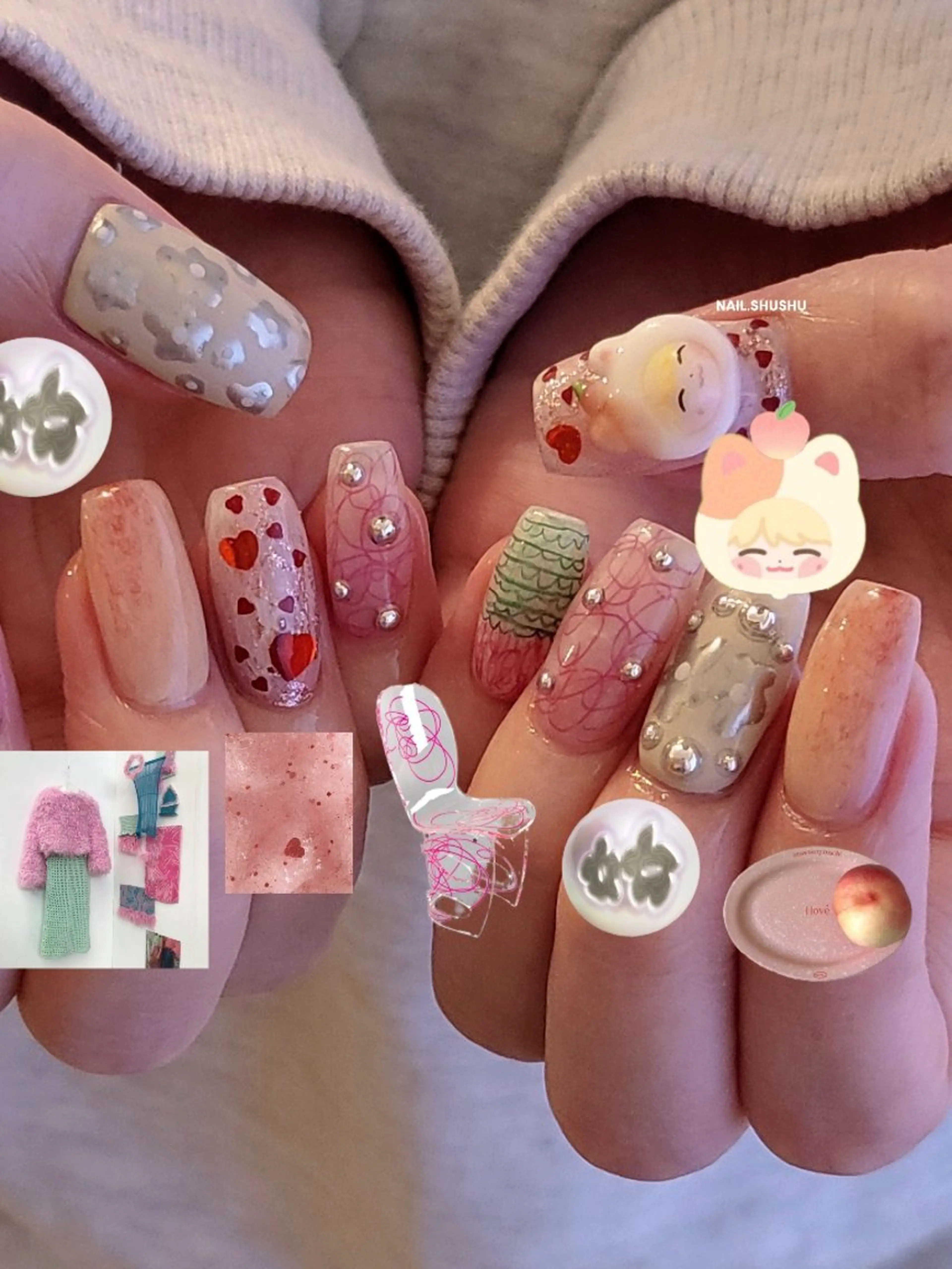 ネイル ハンドネイル 3dパーツ/流行り 👧shushu❤️のネイルデザイン