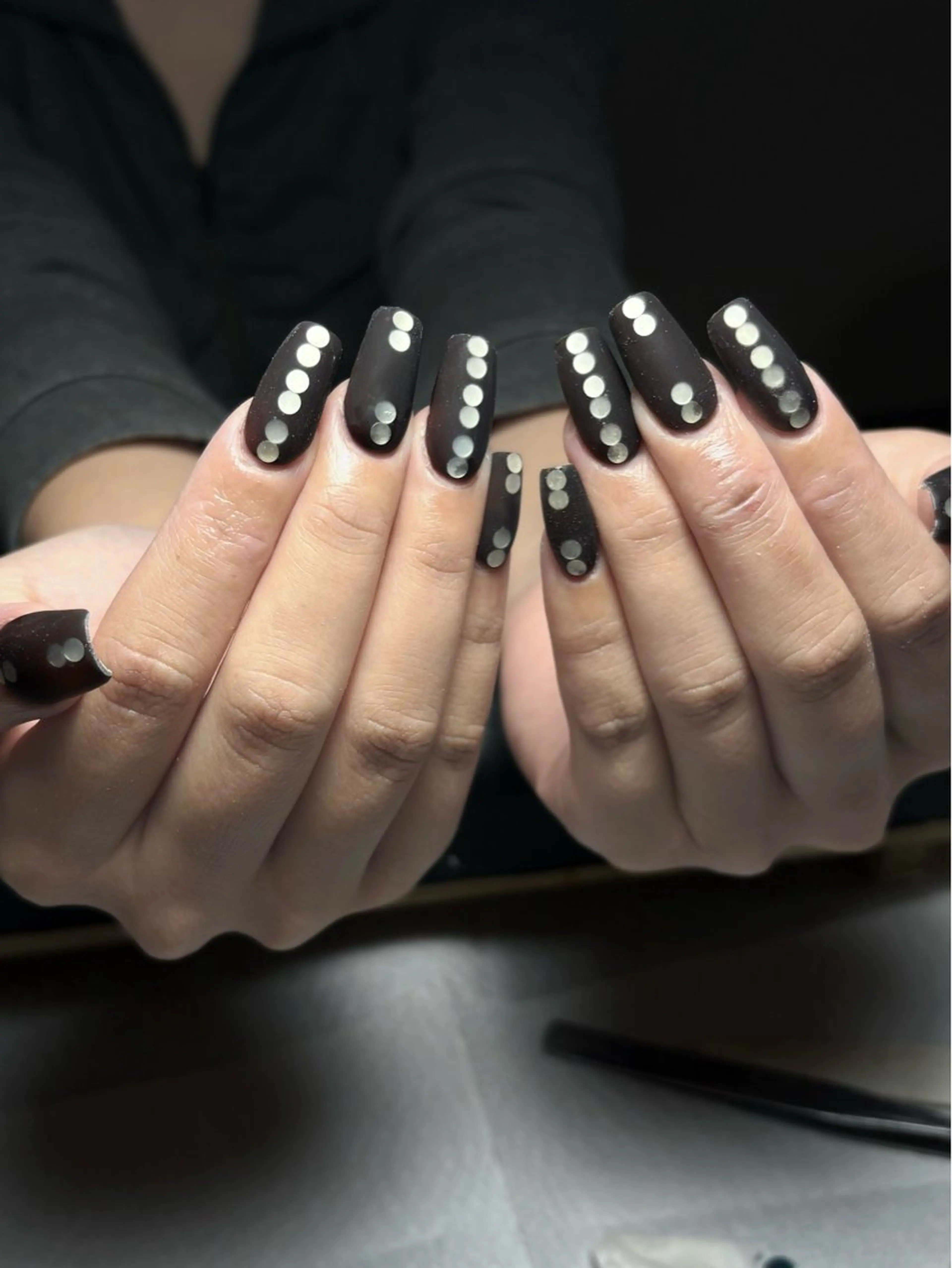 ネイル ドット ジェルネイル 韓国ネイル ロングネイル マットネイル ハンドネイル モンナ CCのネイルデザイン
