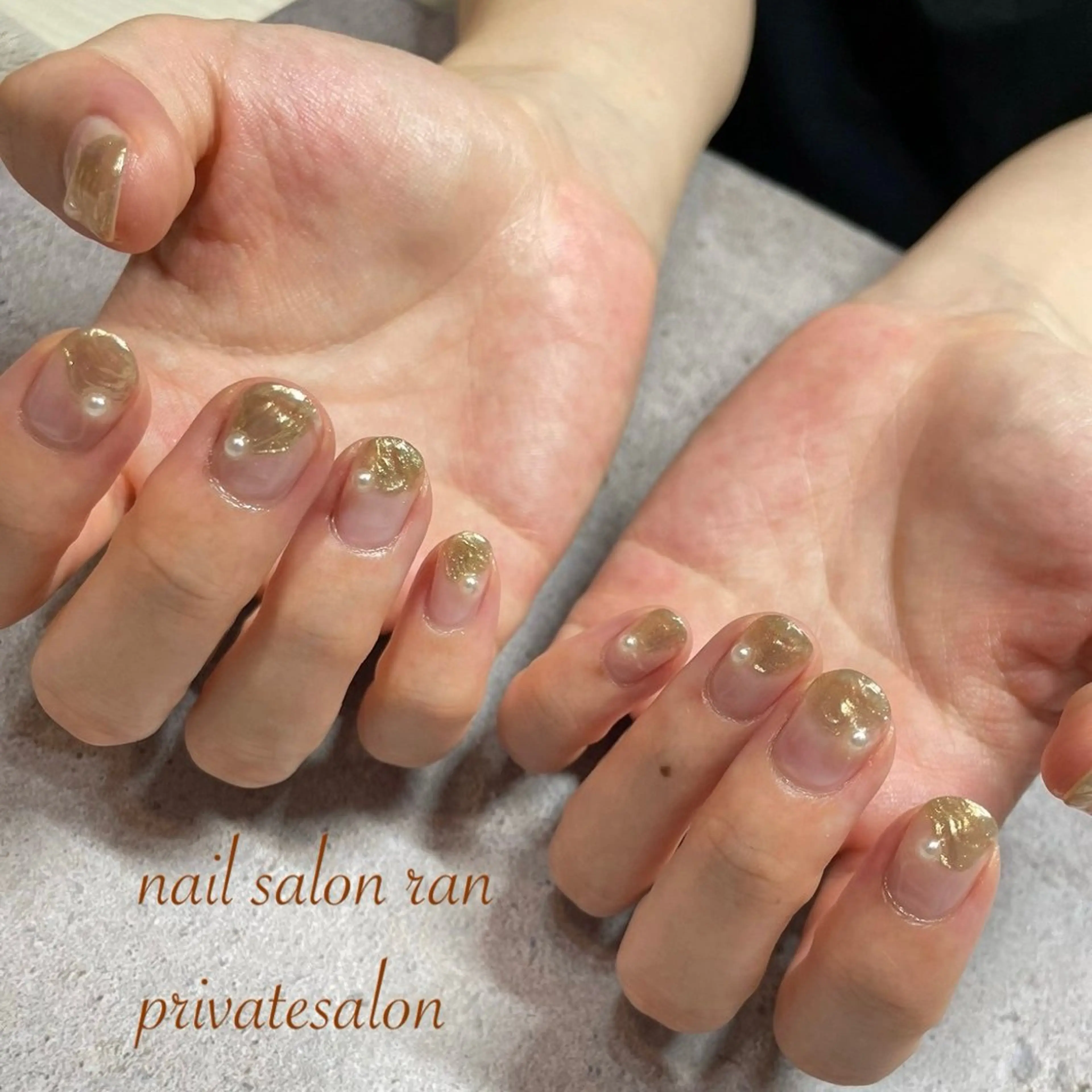 ネイル ゴールド ミラーネイル ハンドネイル ハンドケア nailsalon ranのネイルデザイン