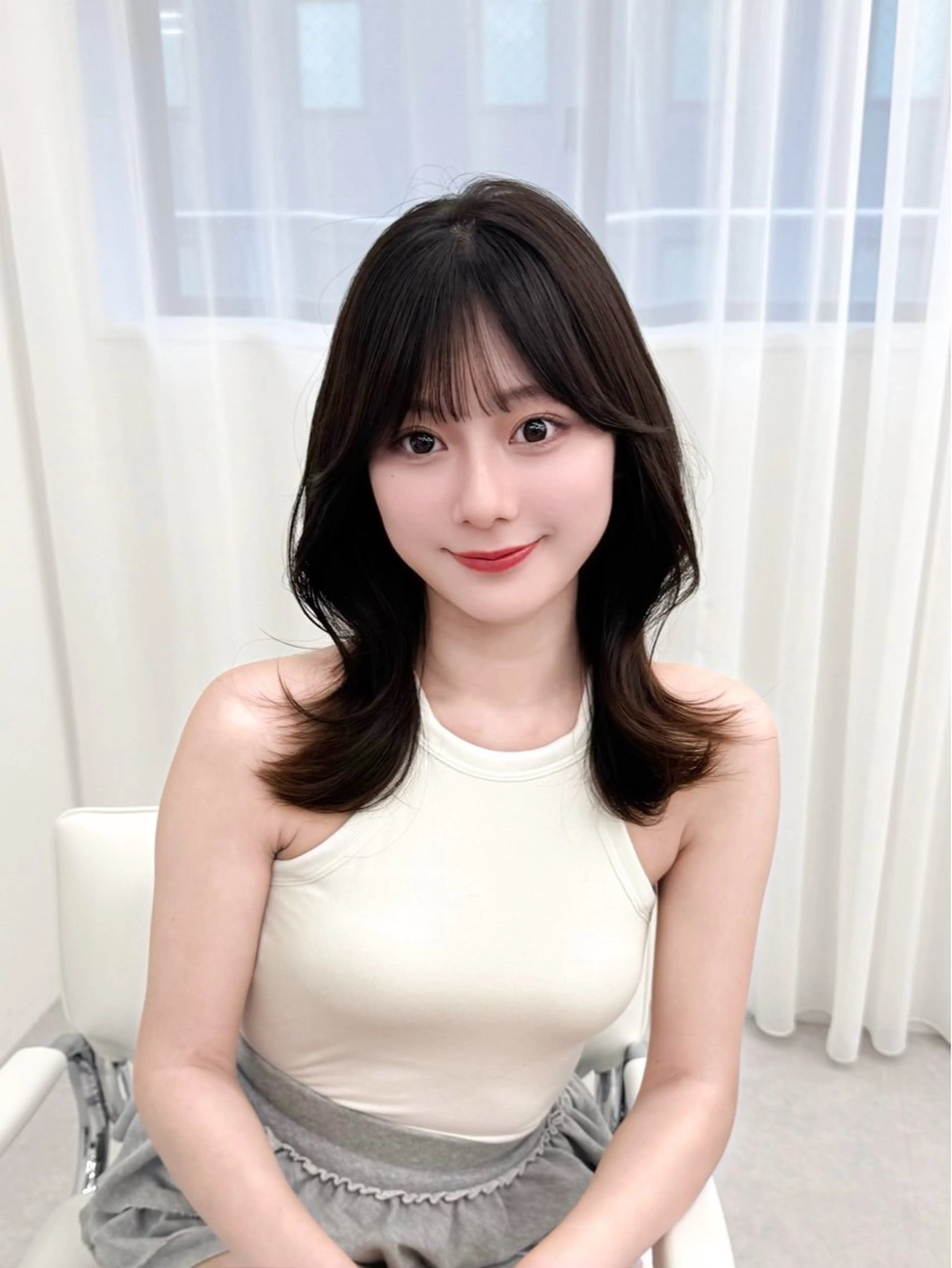 ミディアム カラー ヘアアレンジ カット ヘアカラー トリートメント 最小顔周り&レイヤー 特化/池袋/kokiのヘアスタイル