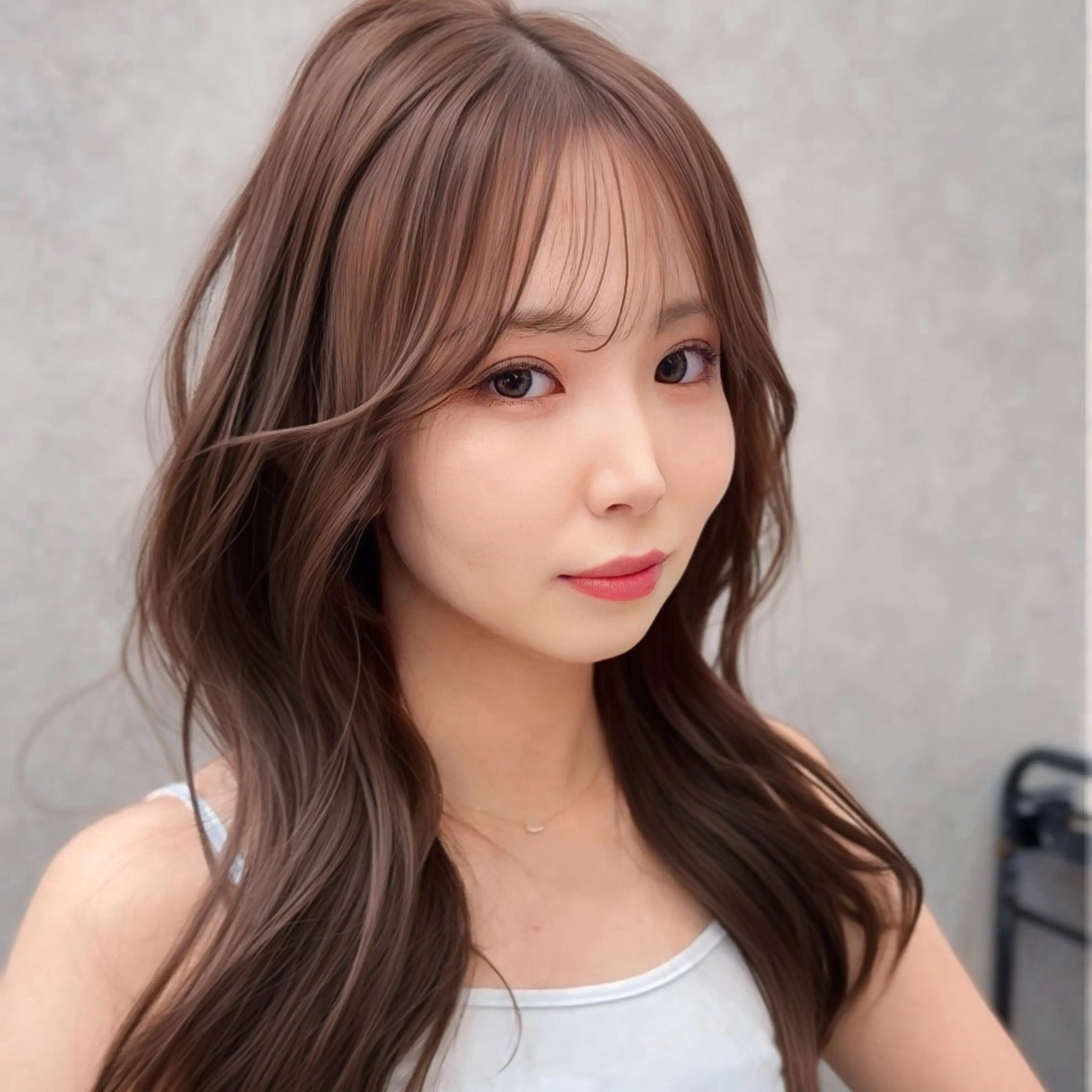 セミロング カラー カット ヘアカラー トリートメント ケアブリーチ 韓国レイヤーKYONのヘアスタイル