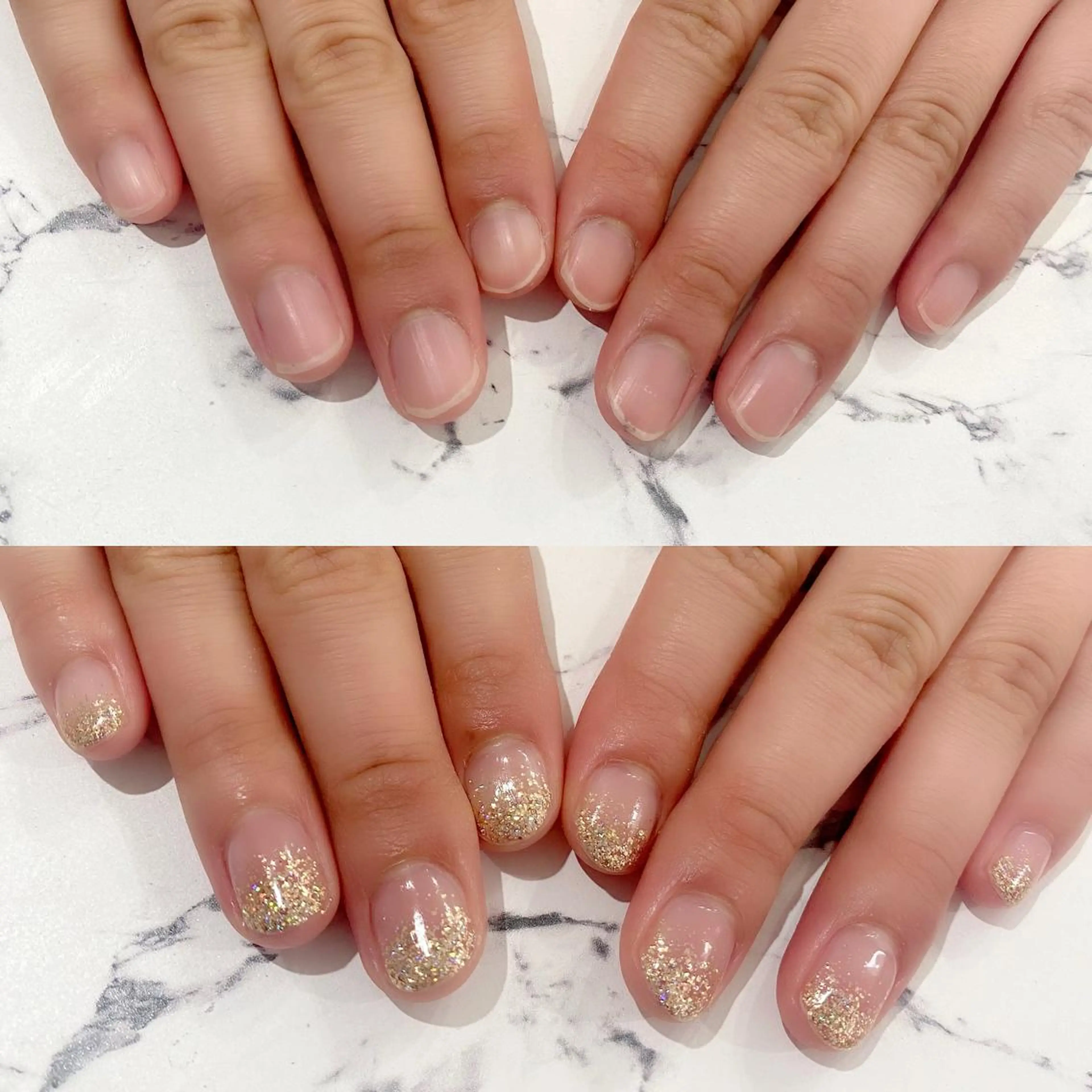 ネイル ゴールド グラデーション ラメ(グリッター) ラメグラデーション 春ネイル ハンドネイル Salon Ｋのネイルデザイン