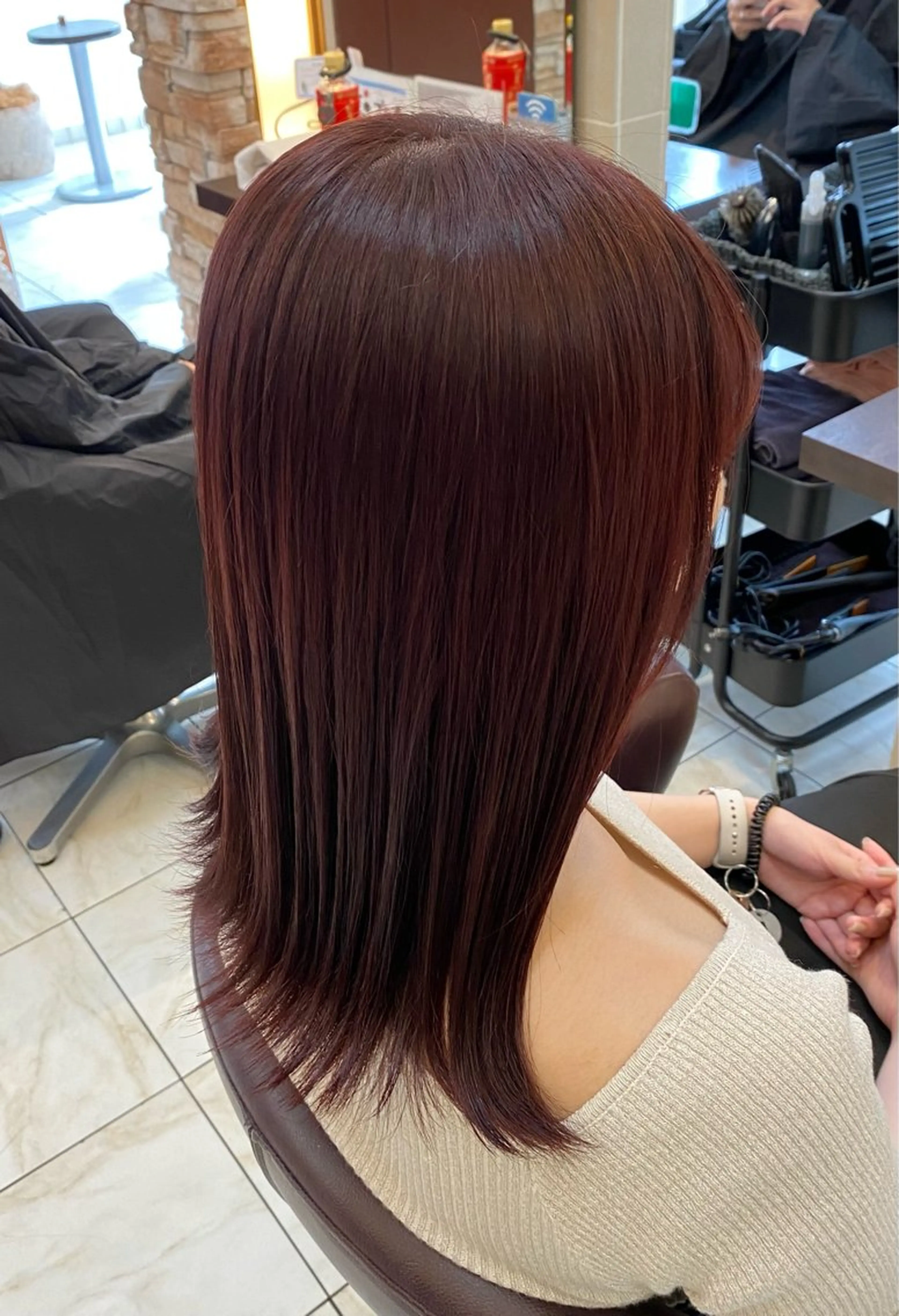 ミディアム ピンクブラウン カット ヘアカラー トリートメント 🐰ツヤ感カラー🐰 ななこのヘアスタイル
