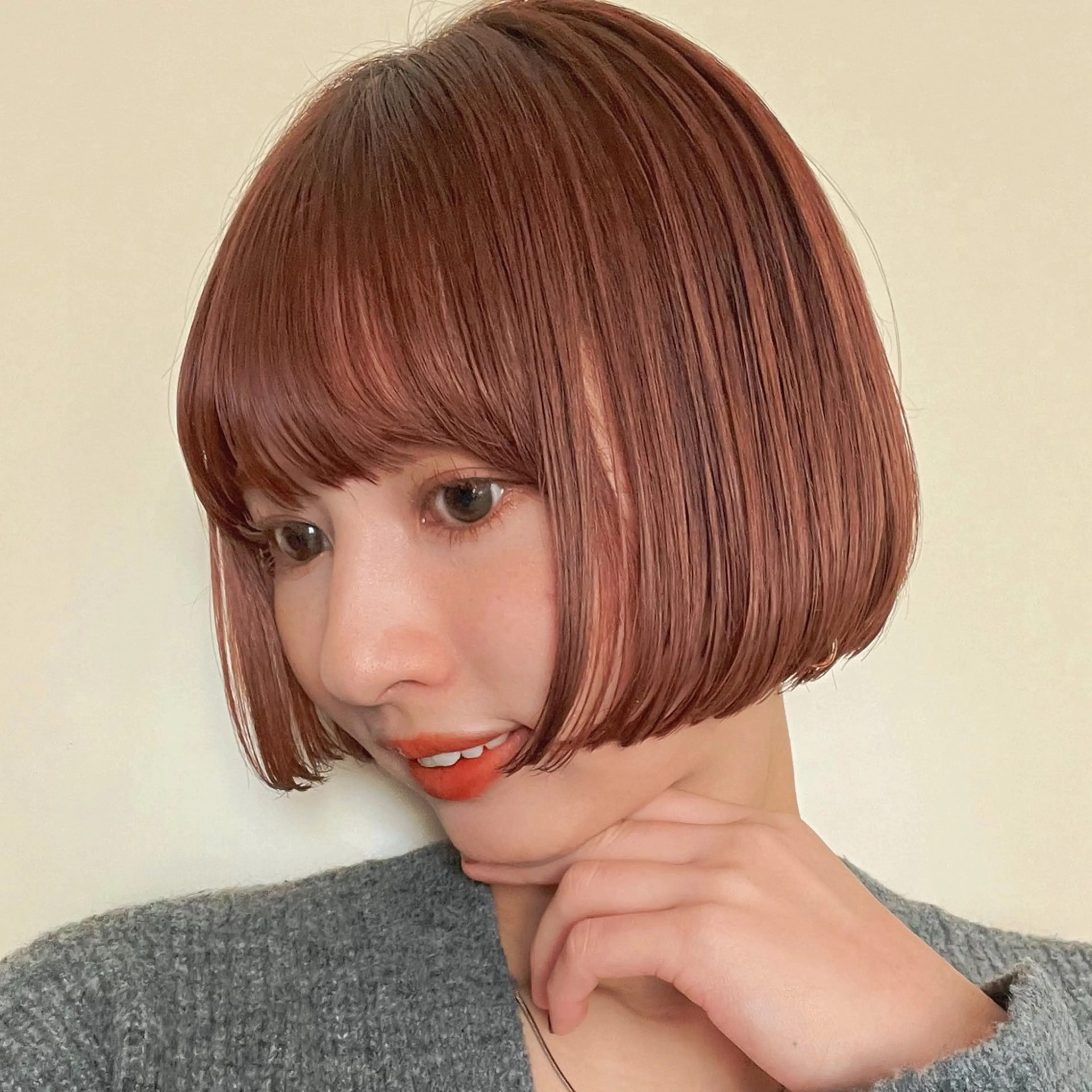 ショート カラー ヘアアレンジ ベージュカラー オレンジ オレンジベージュ ボブ カット ヘアカラー トリートメント 🌱ボブ/レイヤー/ ベージュ/あやみ✨のヘアスタイル