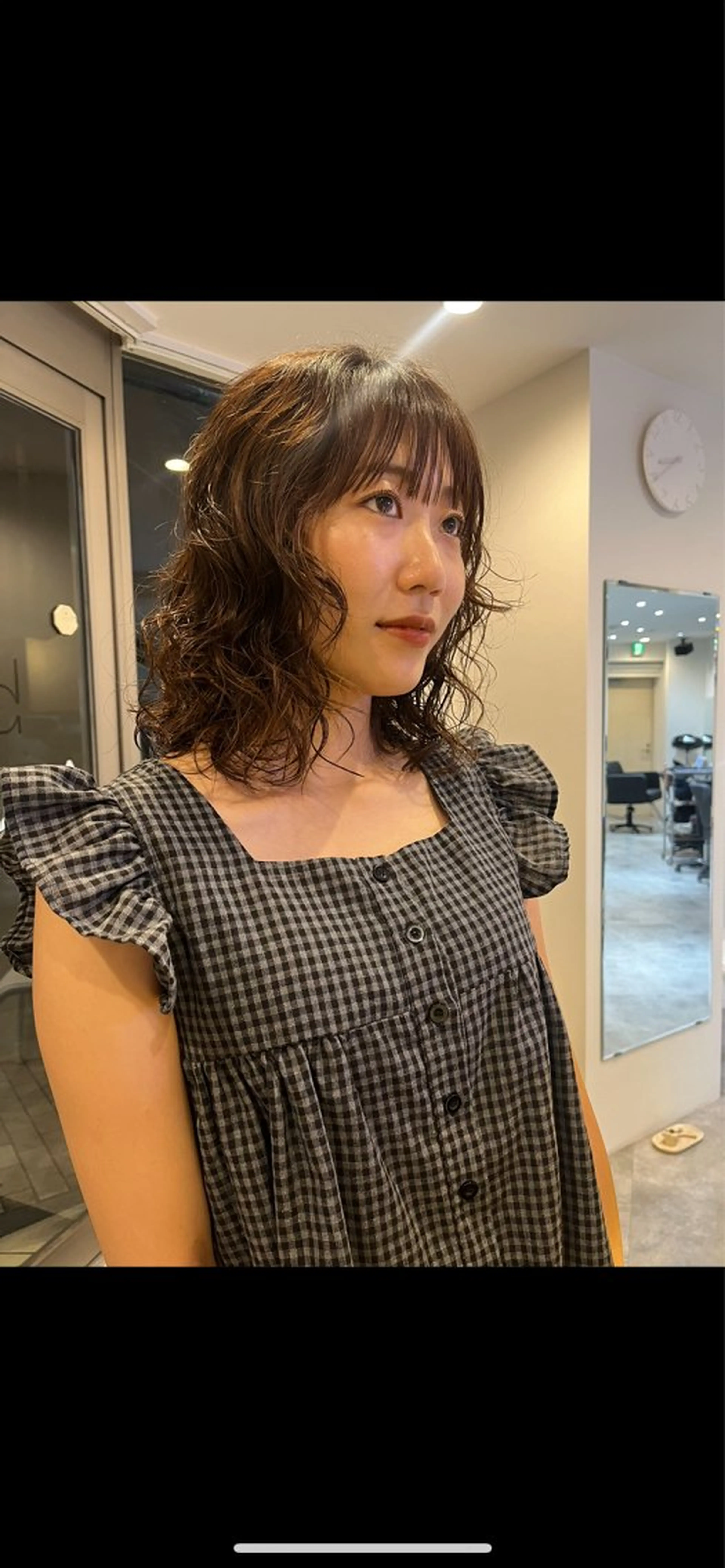 ミディアム パーマ カット パーマ 竹内 菜々子のヘアスタイル