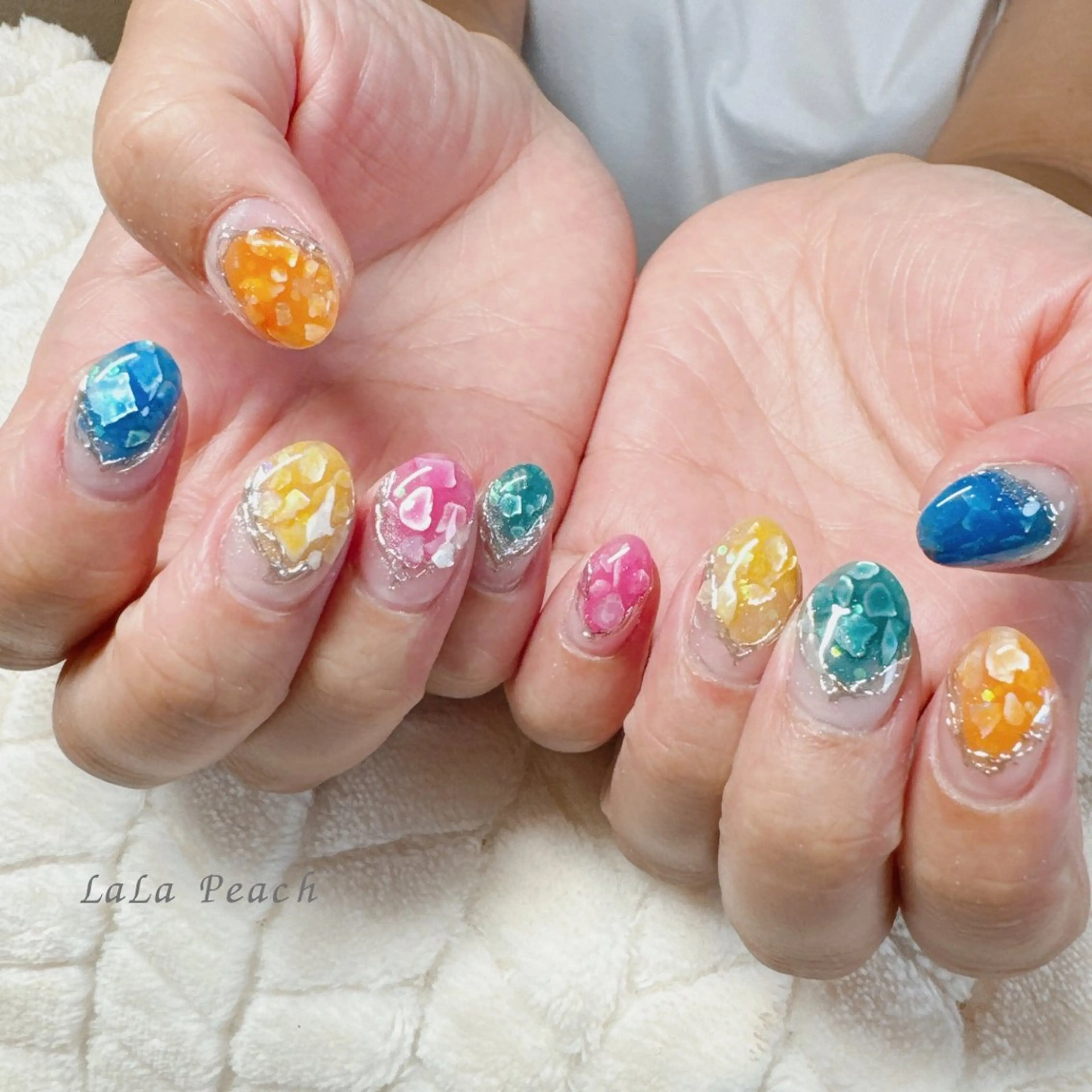 ネイル ジェルネイル 夏ネイル ハンドネイル LaLa Peach 福岡のネイルデザイン