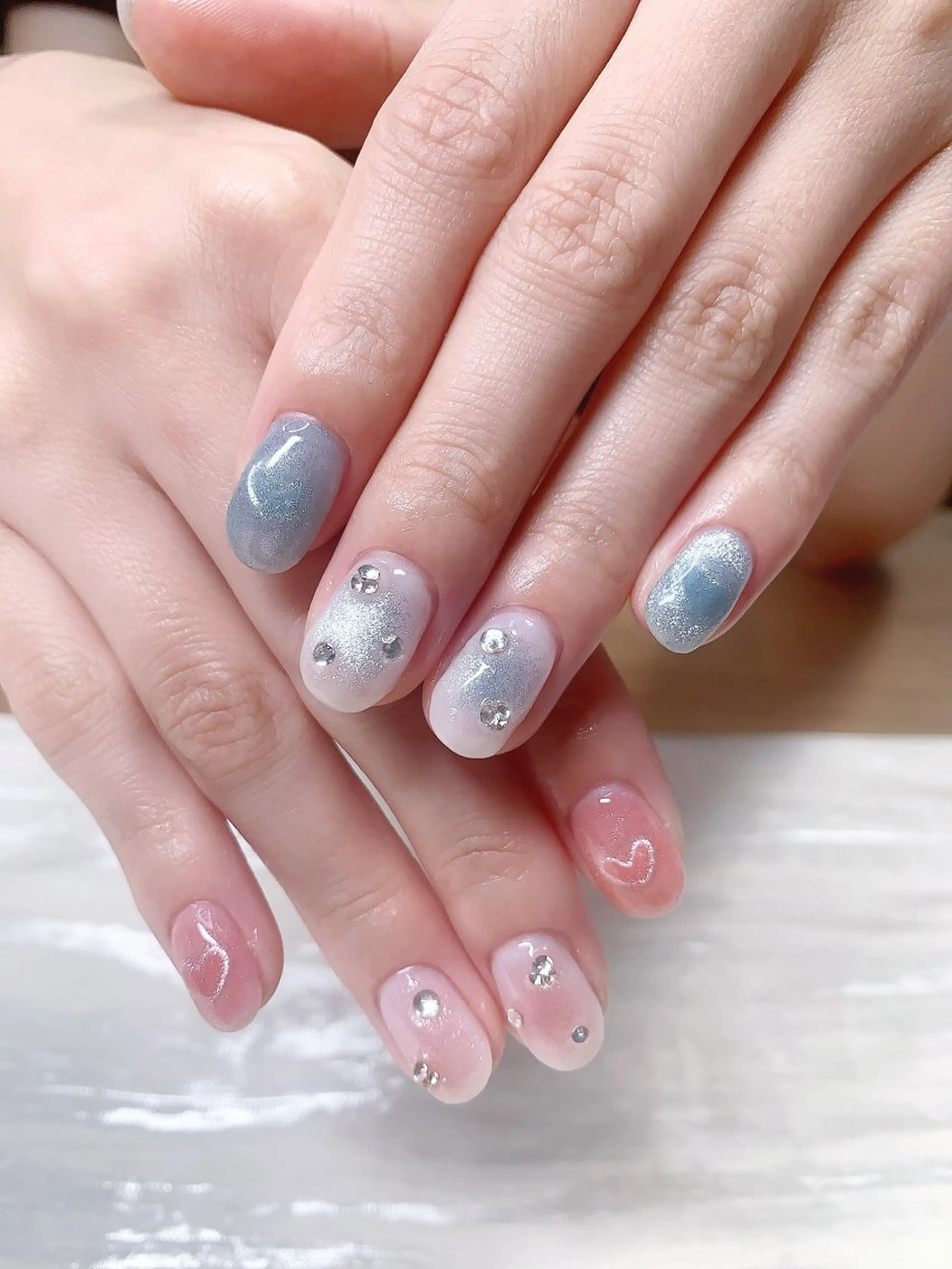 ネイル チークネイル ハート マグネットネイル Cute Tips nailのネイルデザイン