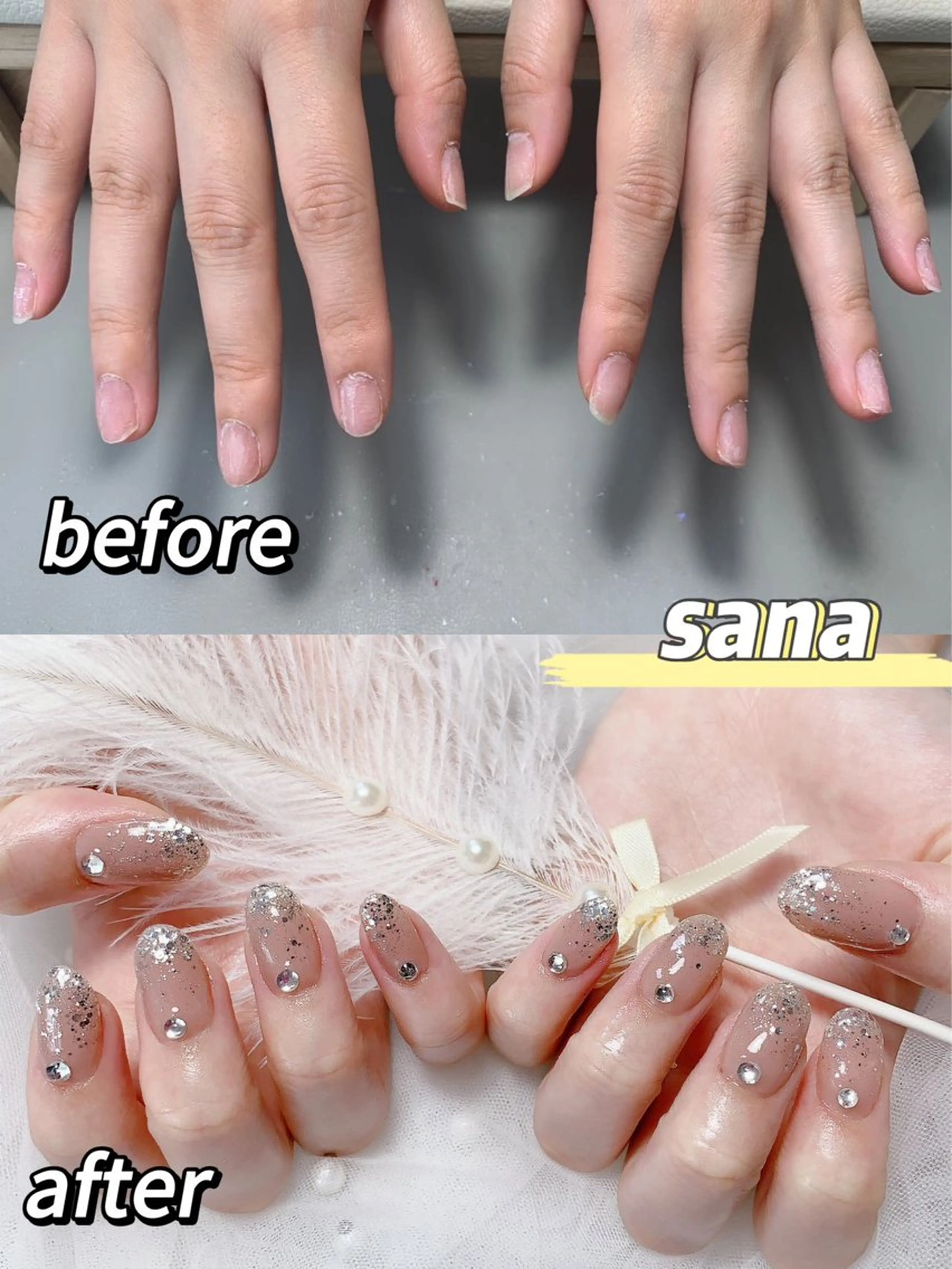 ネイル ストーンネイル ハンドネイル 💎CC・NaNa 韓国風ネイル🌙のネイルデザイン
