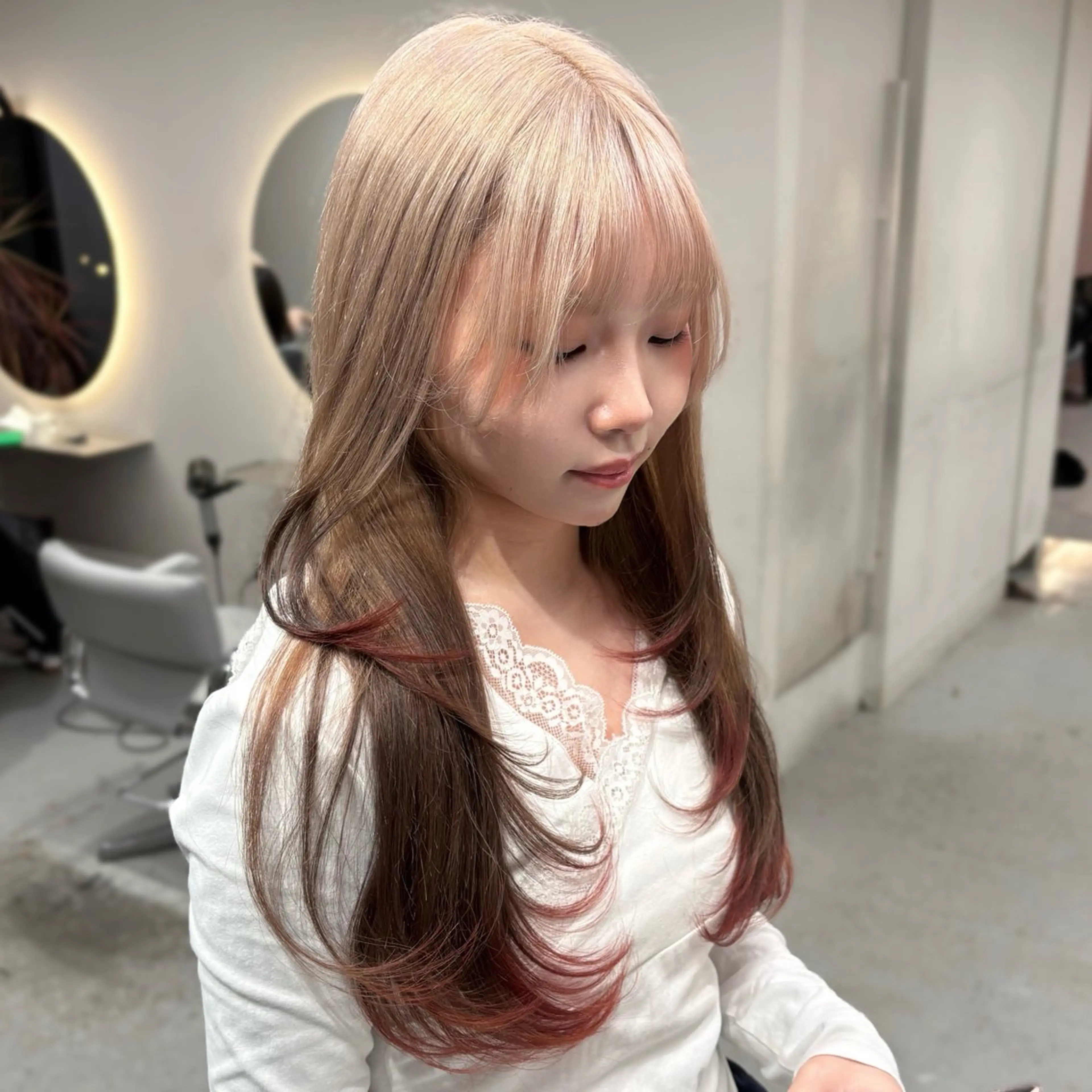 ロング ヘアカラー トリートメント ツヤハイトーン/ レイヤー💫mayuのヘアスタイル