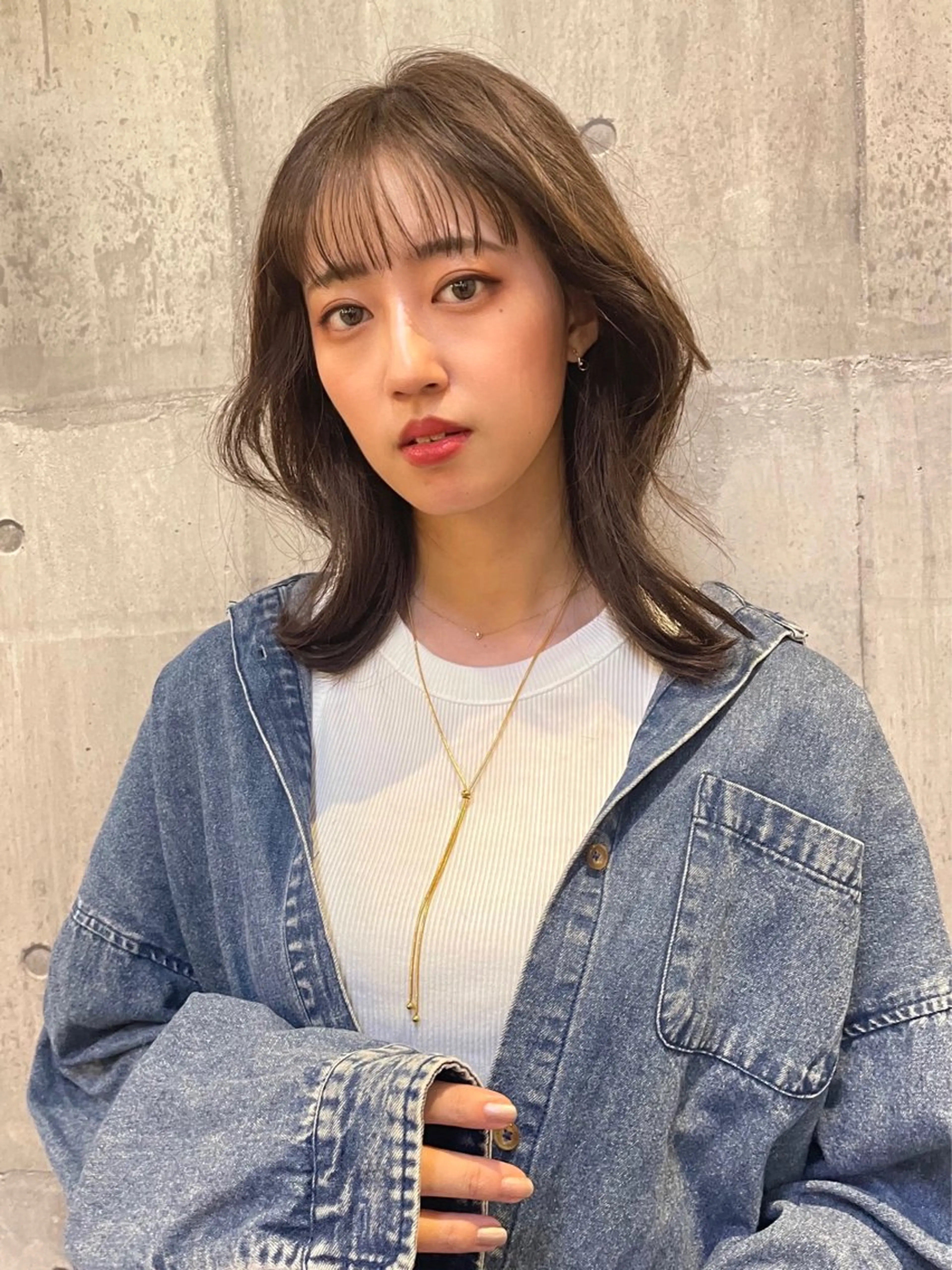ミディアム カラー くびれヘア カット ヘアカラー トリートメント 竹内 春奈のヘアスタイル