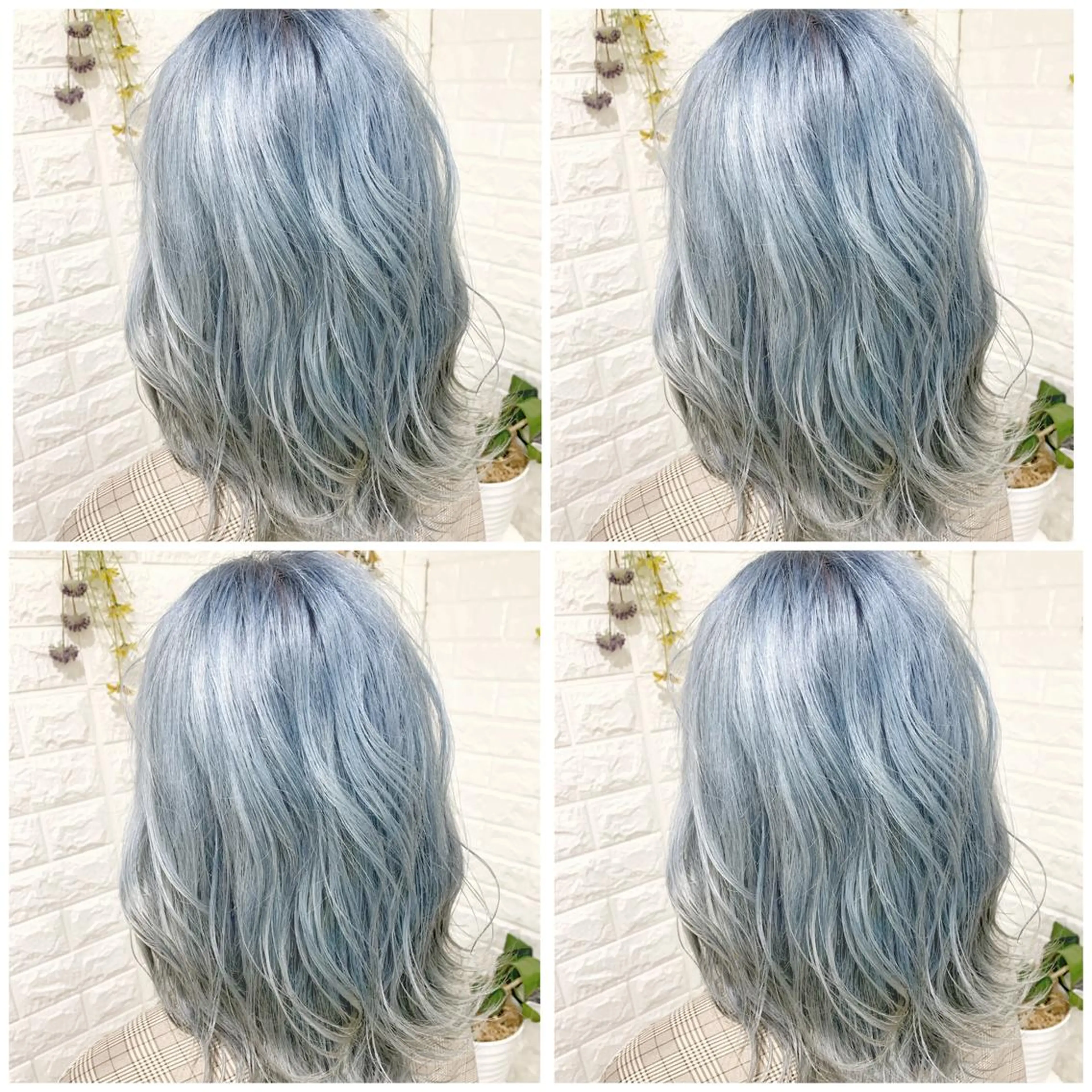 セミロング カラー ブリーチ ブルーカラー シルバー ヘアカラー トリートメント ハイトーン/ブリーチ 山崎　悠次のヘアスタイル