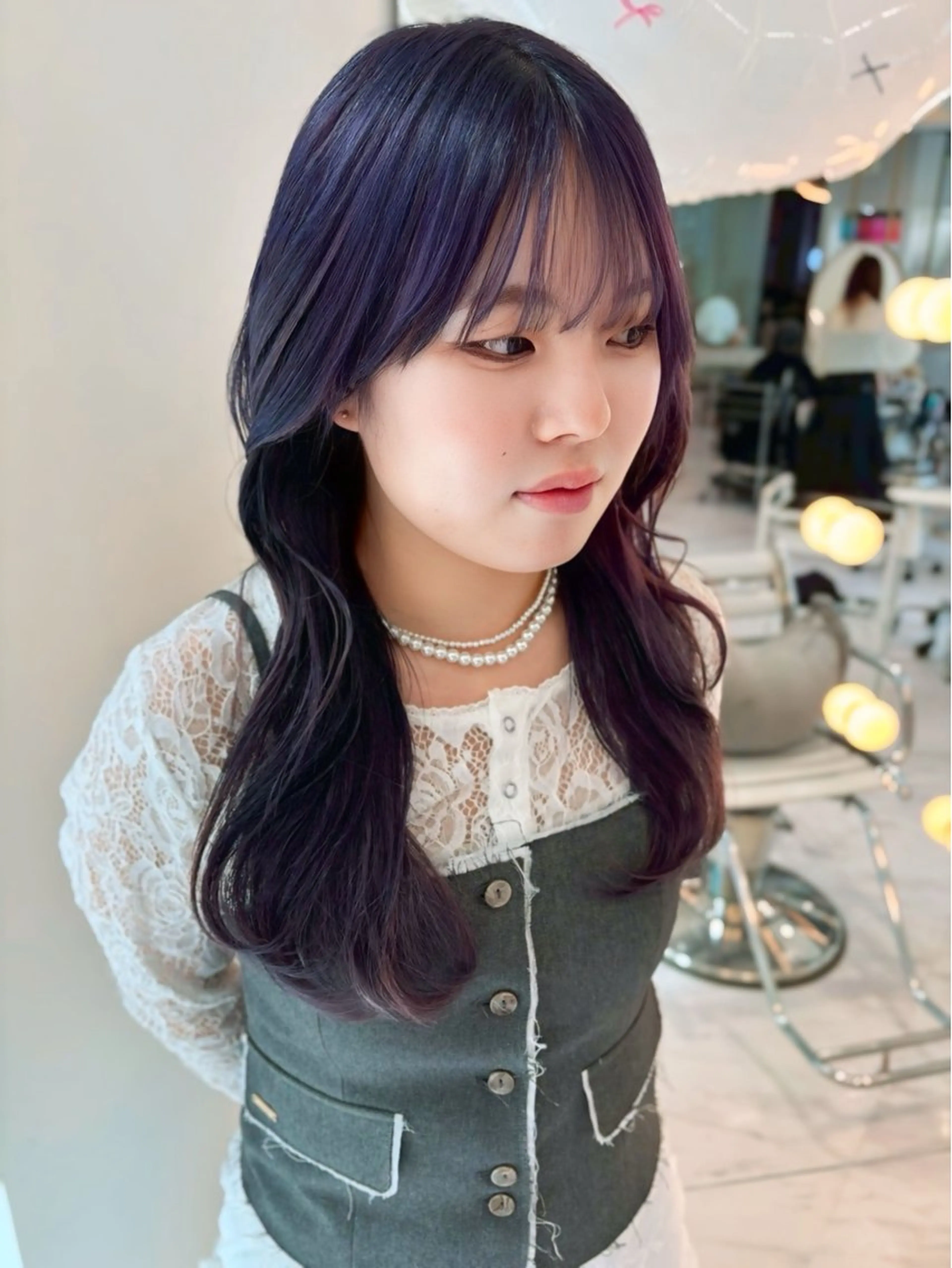 セミロング カラー ブリーチ ラベンダーカラー ヘアカラー 🍒 MONA SAYAKA 🍒のヘアスタイル
