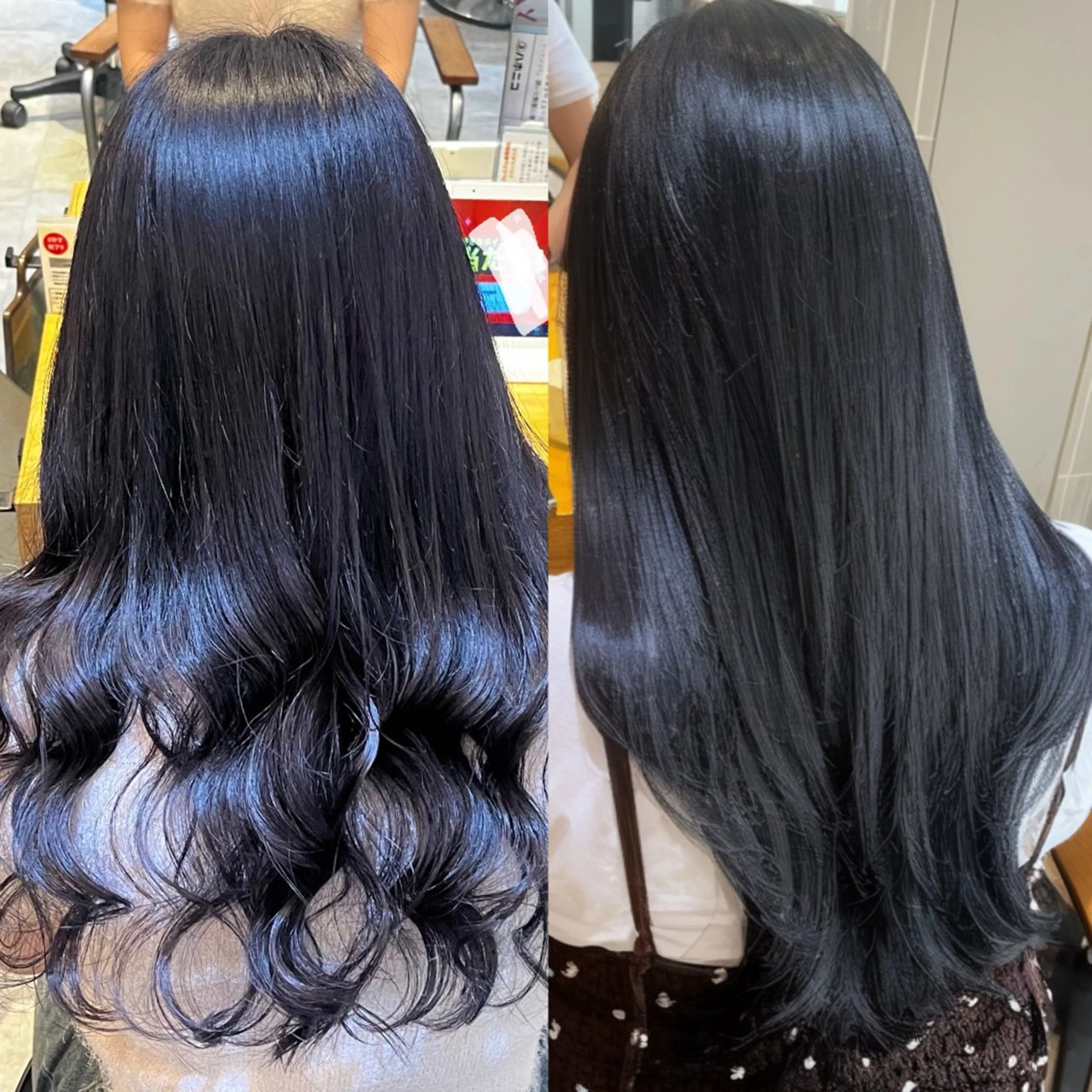 セミロング カラー アッシュ 黒髪 ブリーチ ブルーカラー ブルーブラック カット ヘアカラー トリートメント ラフィスヘアードープ所属・👑髪質改善Wカラー /グレージュ/アユカのヘアスタイル