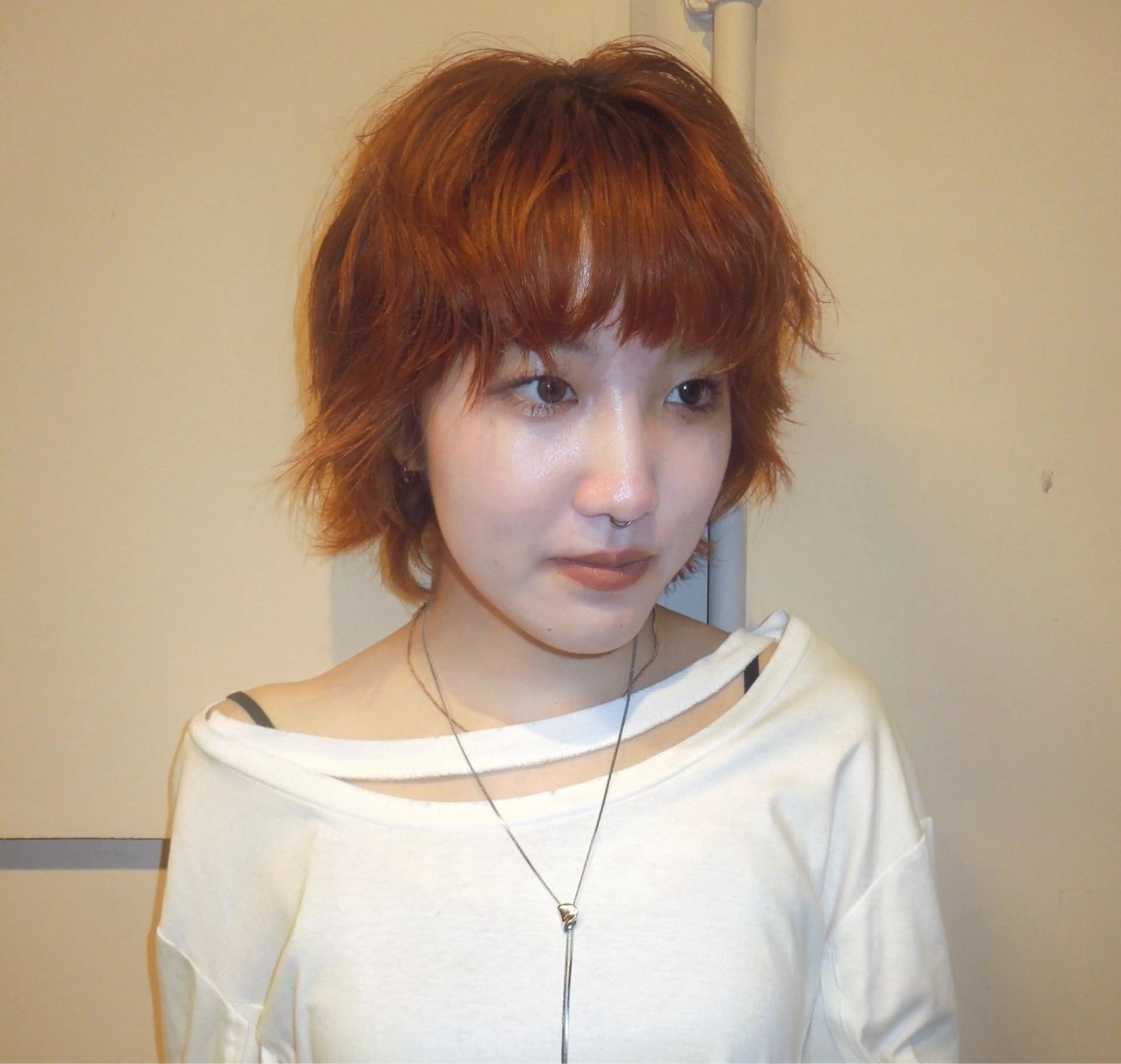 ショート カラー オレンジ タマキ/似合わせ カット/Wカラーのヘアスタイル