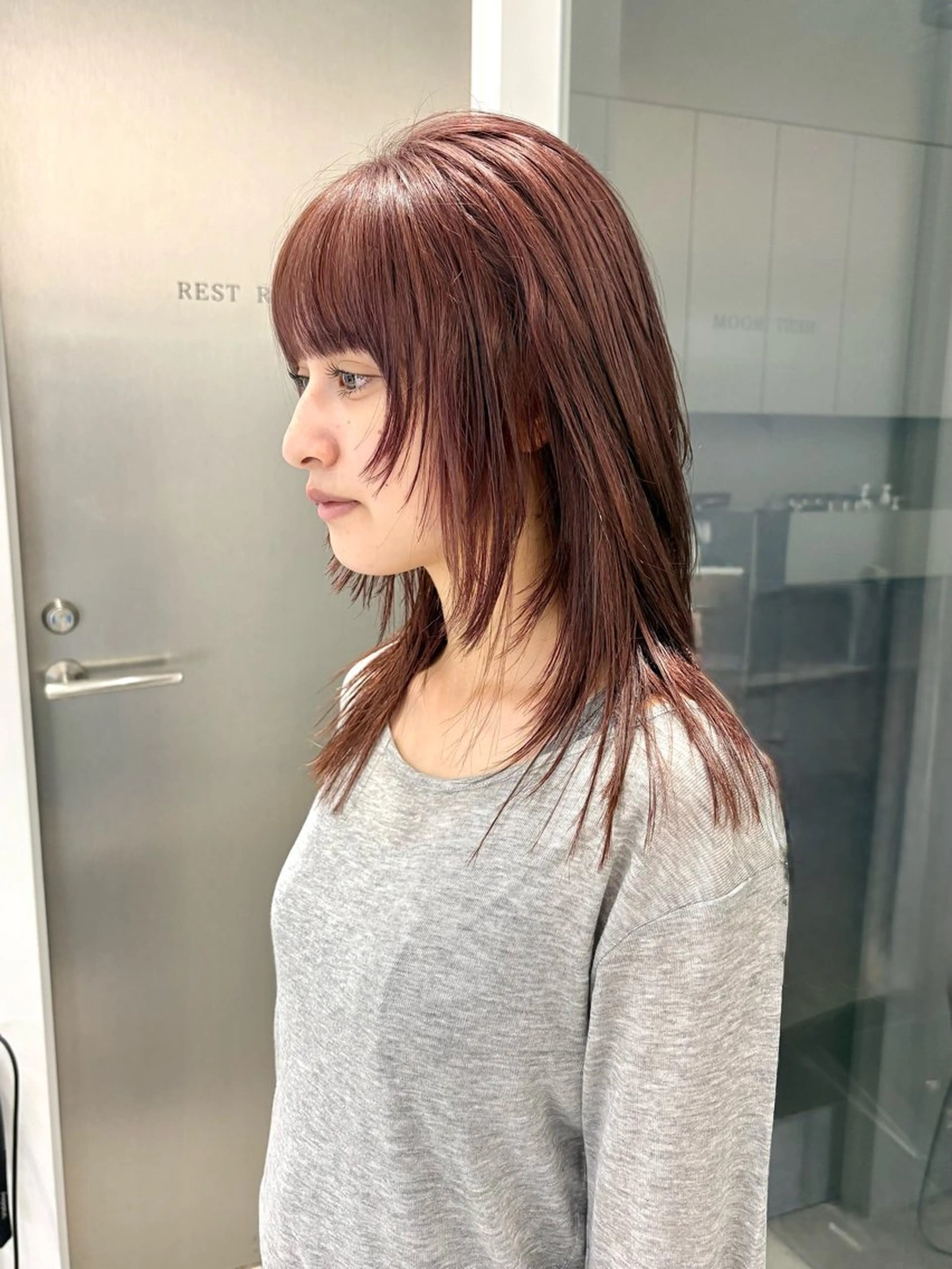 セミロング カラー カット ヘアカラー すぎもと さき⚡️ 朝ラク・*パーマのヘアスタイル