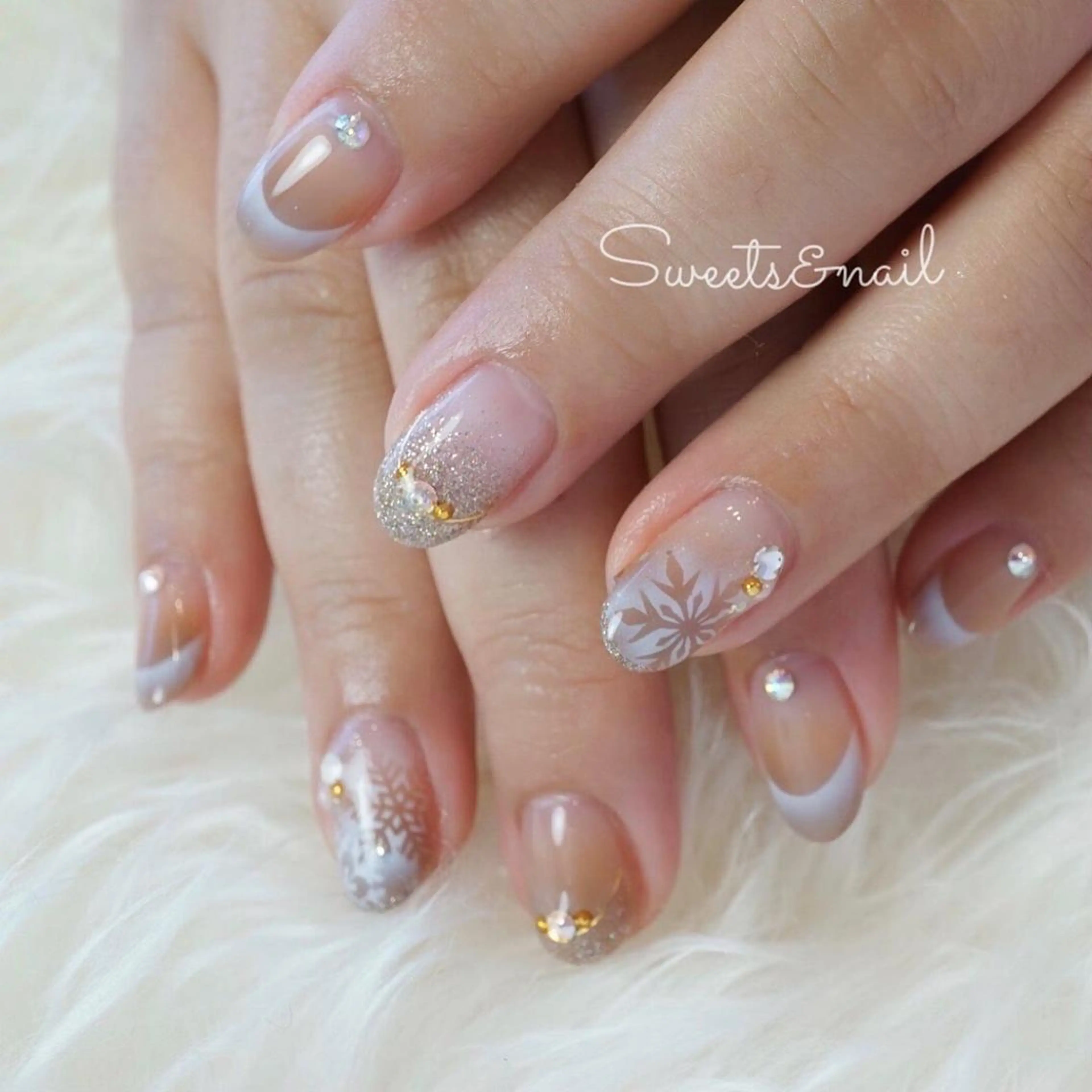 ネイル ブラウン フラッシュネイル フレンチネイル ジェルネイル グラデーション Sweets &nailのネイルデザイン