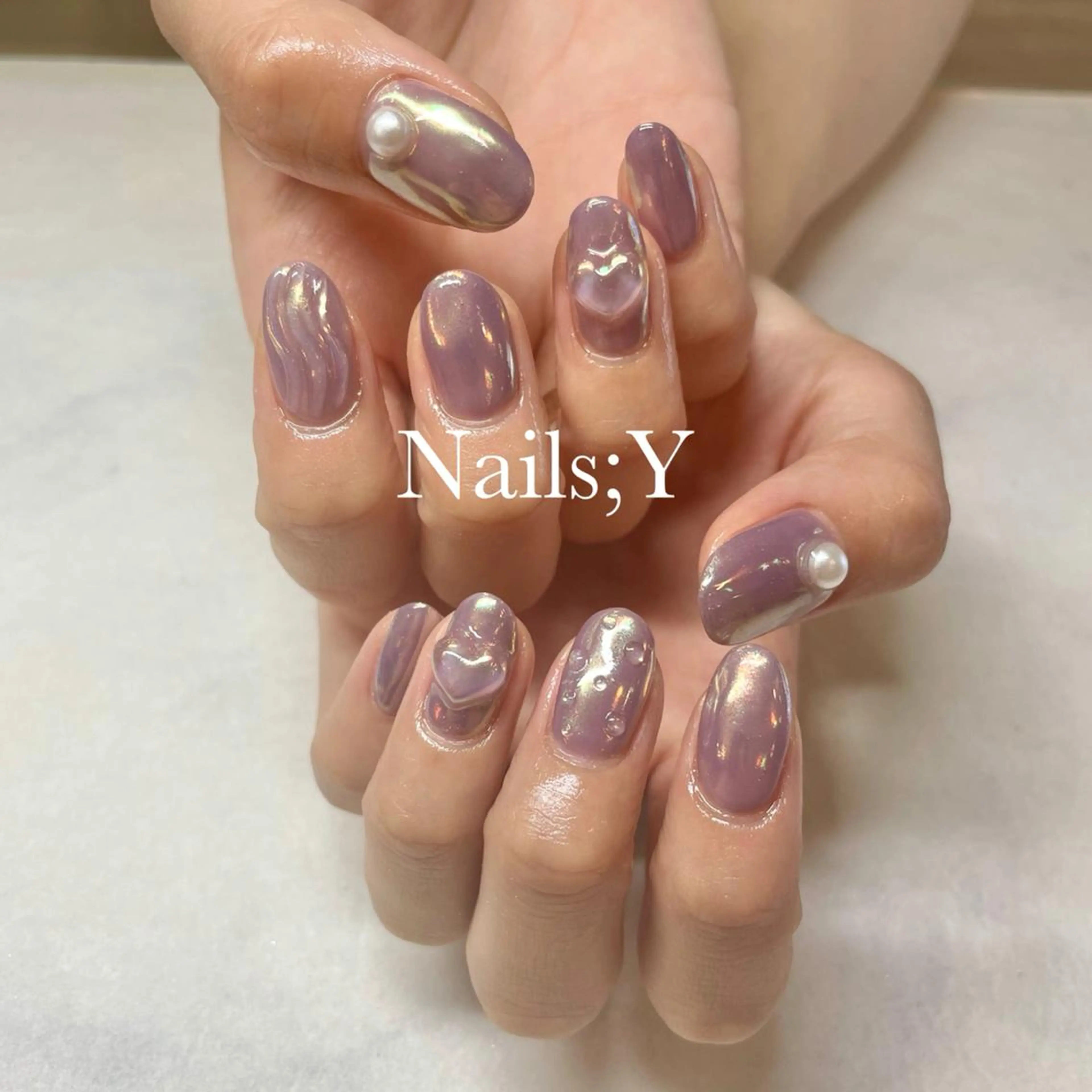 ネイル オーロラネイル ジェルネイル パラジェル パープル yo koのネイルデザイン