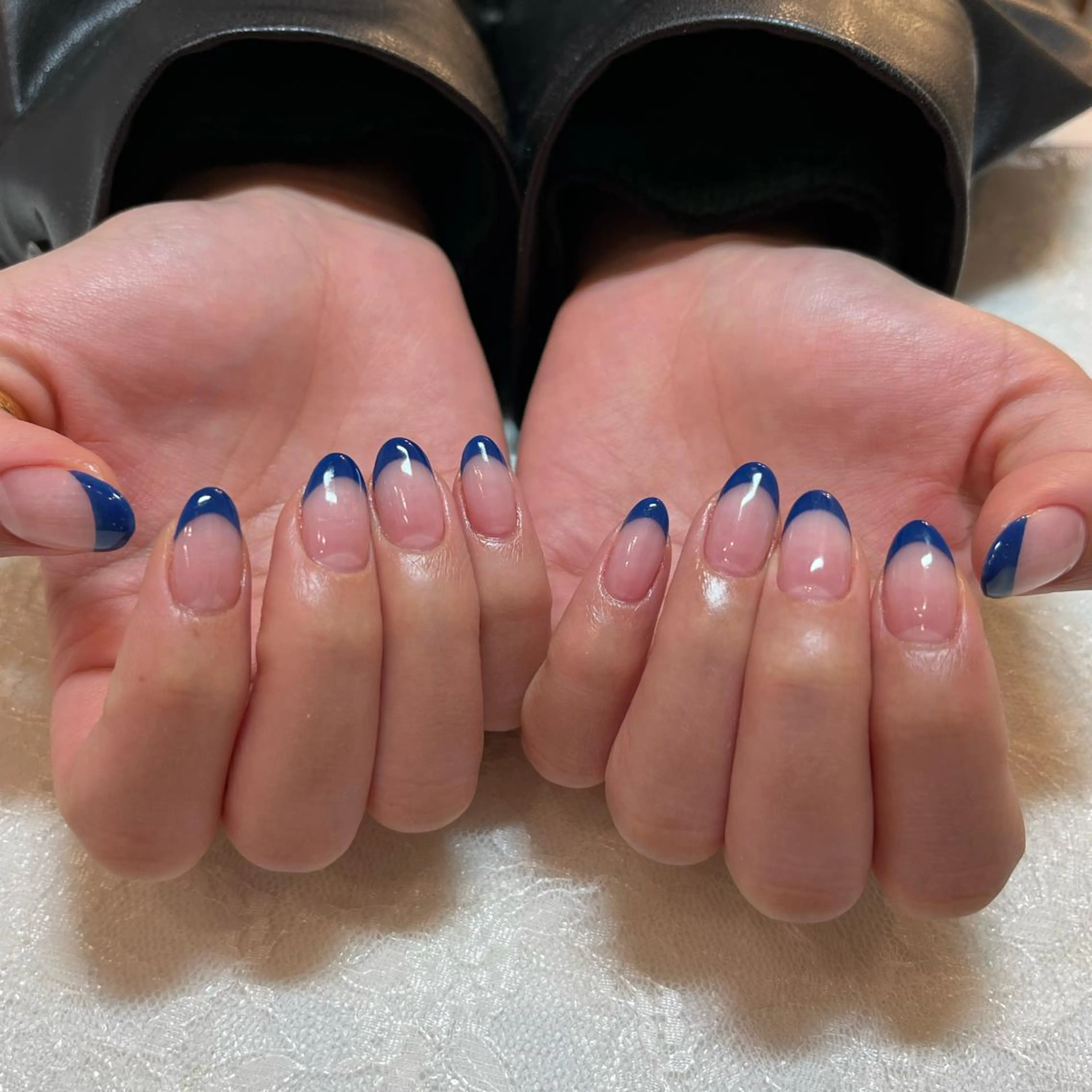 ネイル クリアネイル ネイビー ハンドネイル aoinail所属・aoi nailのネイルデザイン