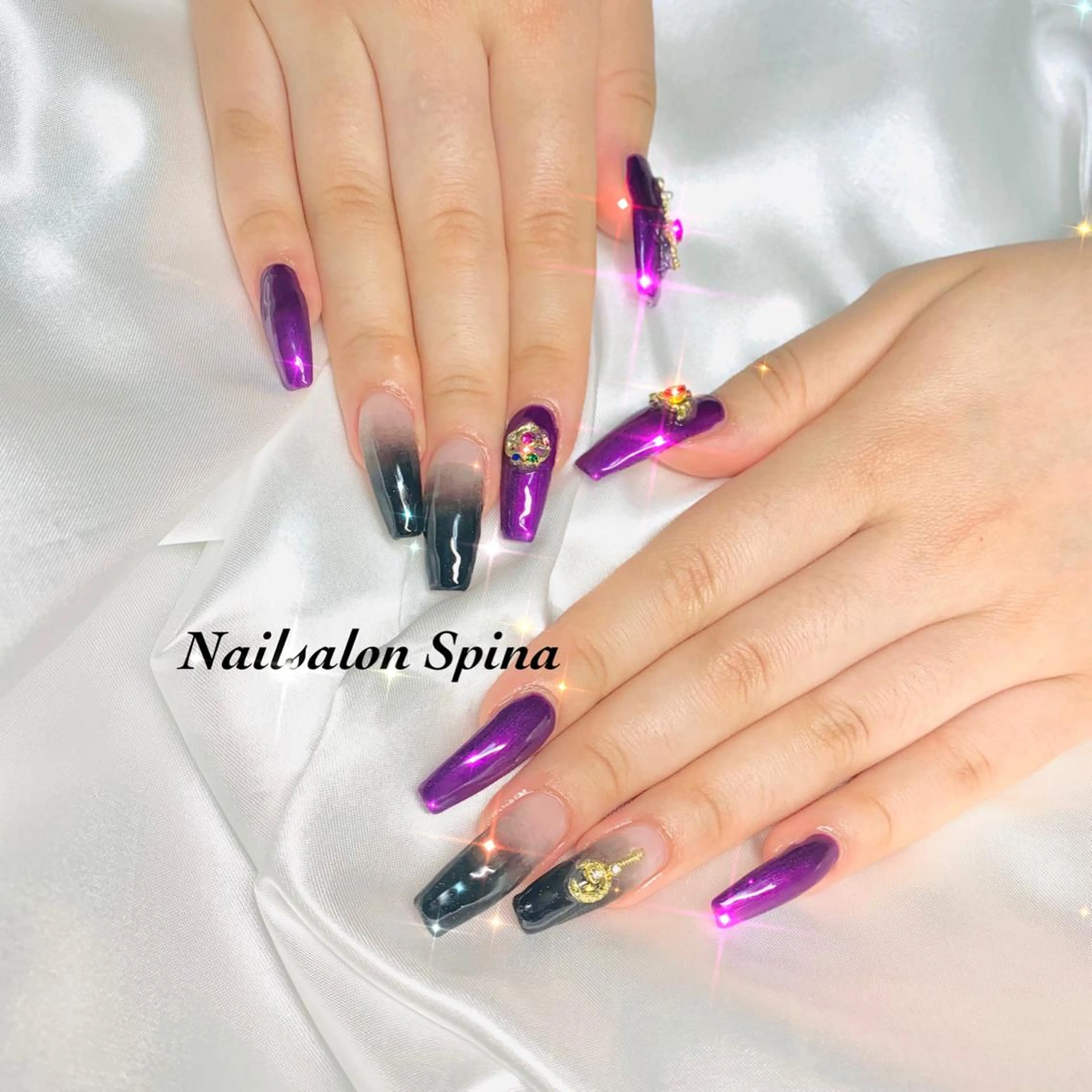 ネイル ジェルネイル グラデーション パラジェル パープル スカルプネイル Nailsalon Spina 琴美のネイルデザイン