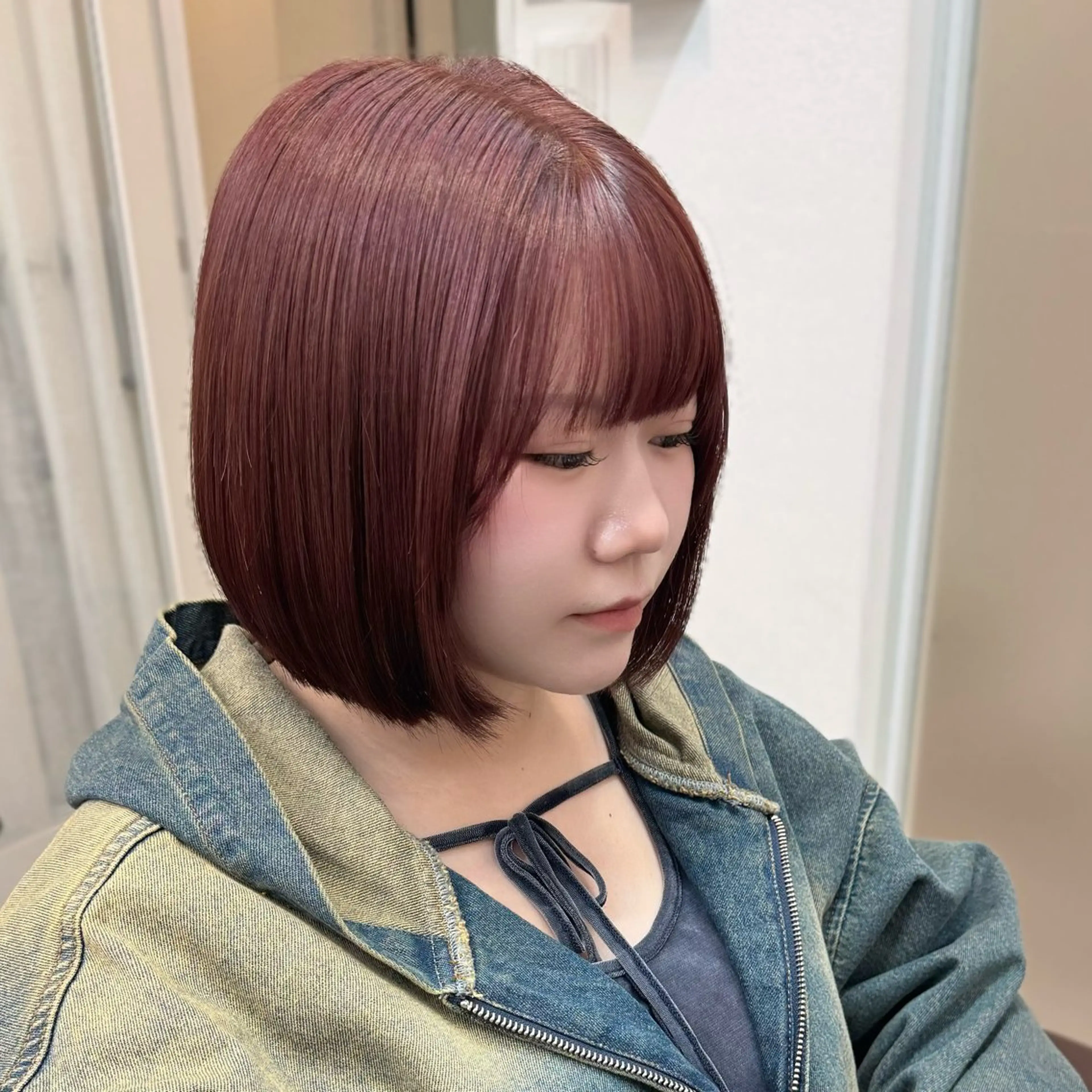 ショート カット ヘアカラー トリートメント たぴ。ぱつっとボブ /暖色艶カラー🍒のヘアスタイル