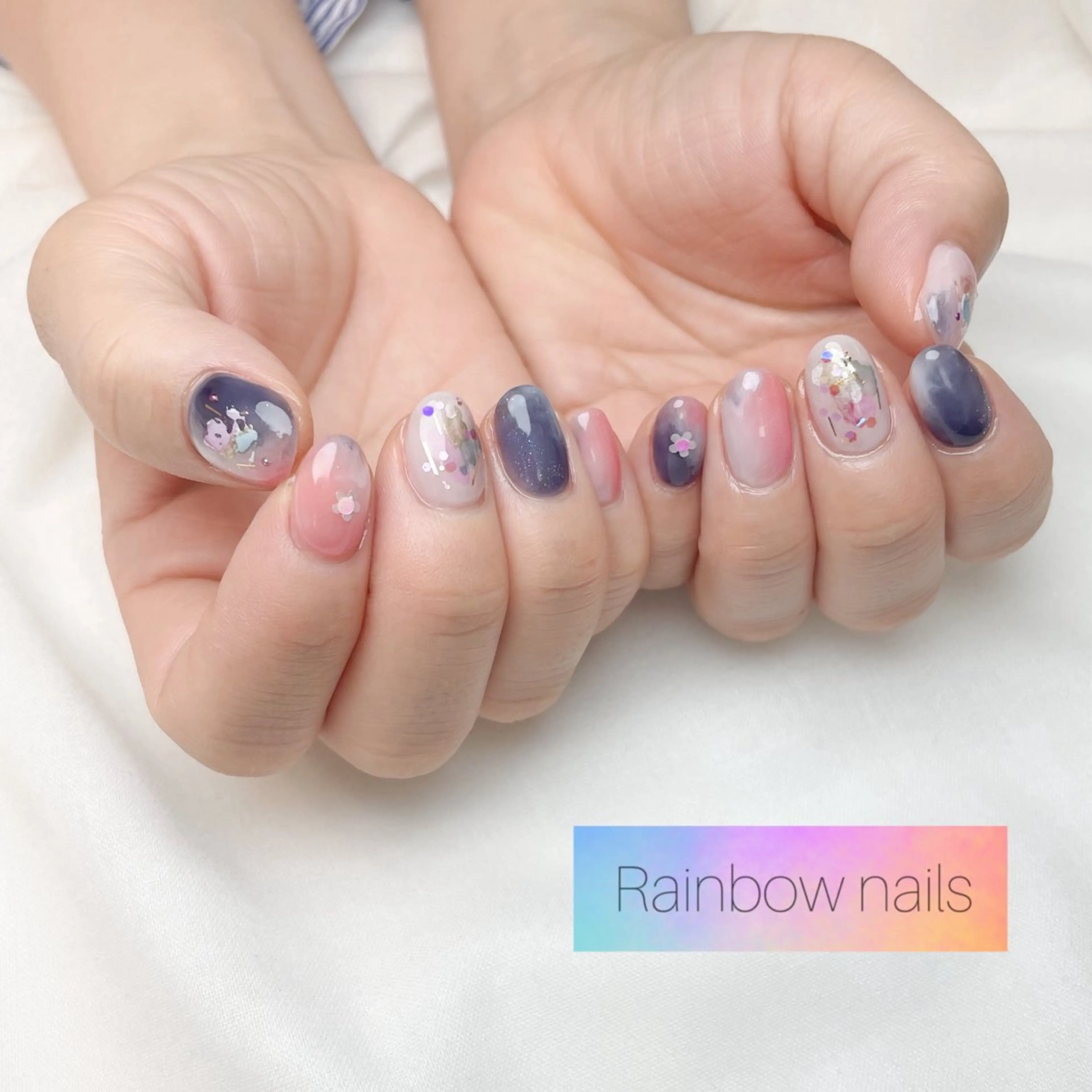 ネイル Rainbow nailsくろちゃんのネイルデザイン