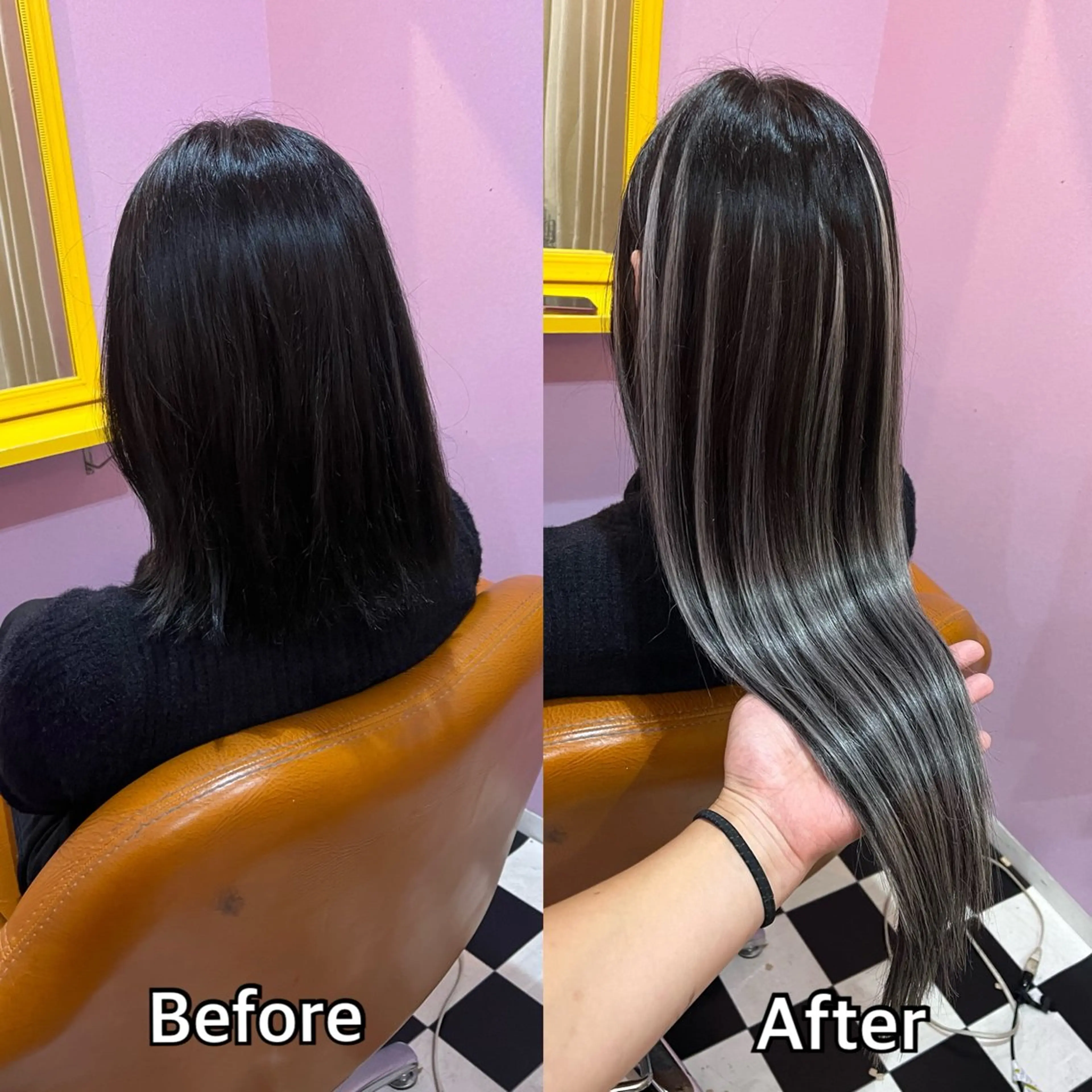 ロング エクステ シール＋ちび編み込み エクステ梅田🐨のヘアスタイル