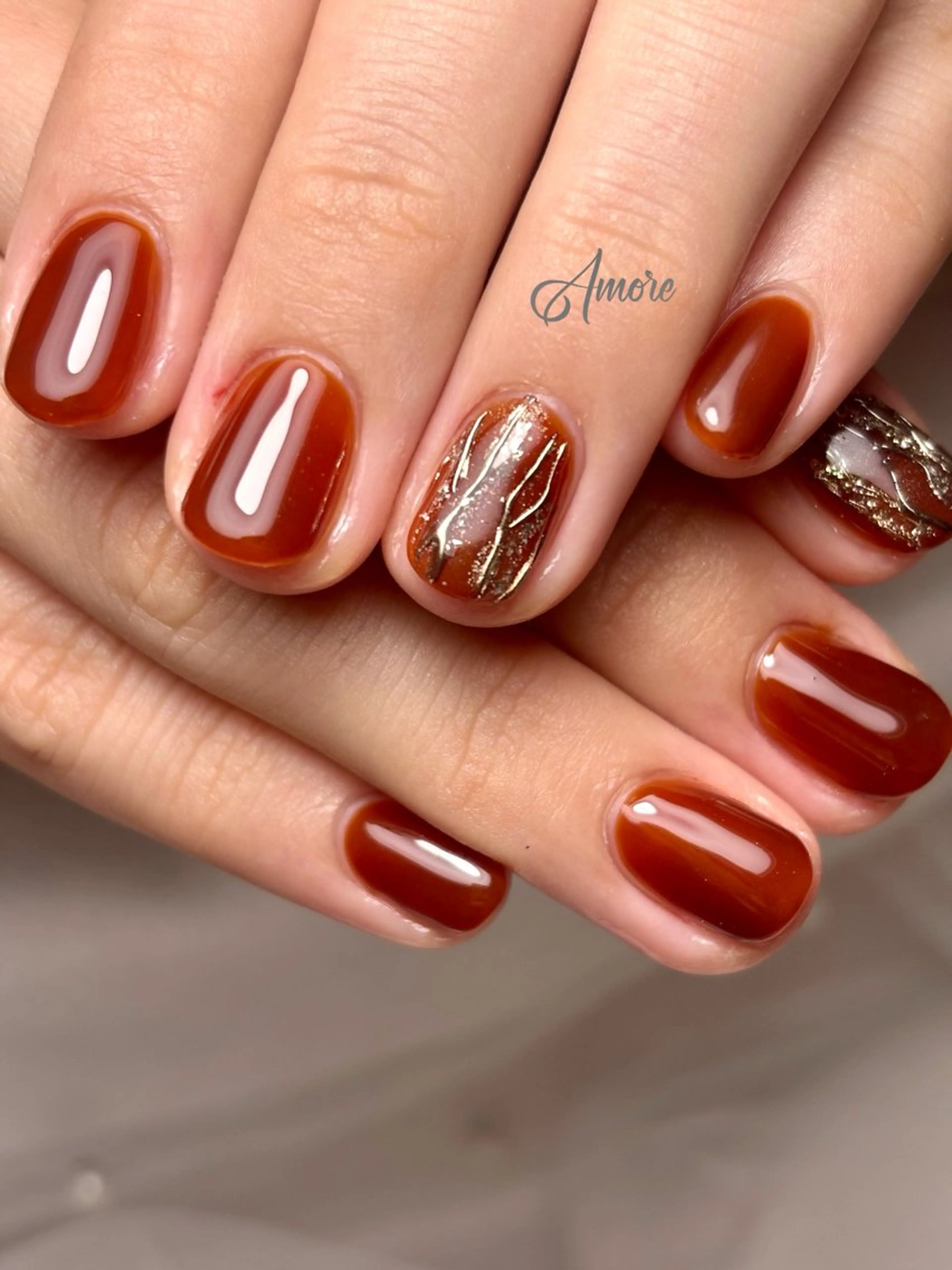 ネイル ブラウン 桜ネイル ジェルネイル キラキラネイル 韓国ネイル You kyehwaのネイルデザイン