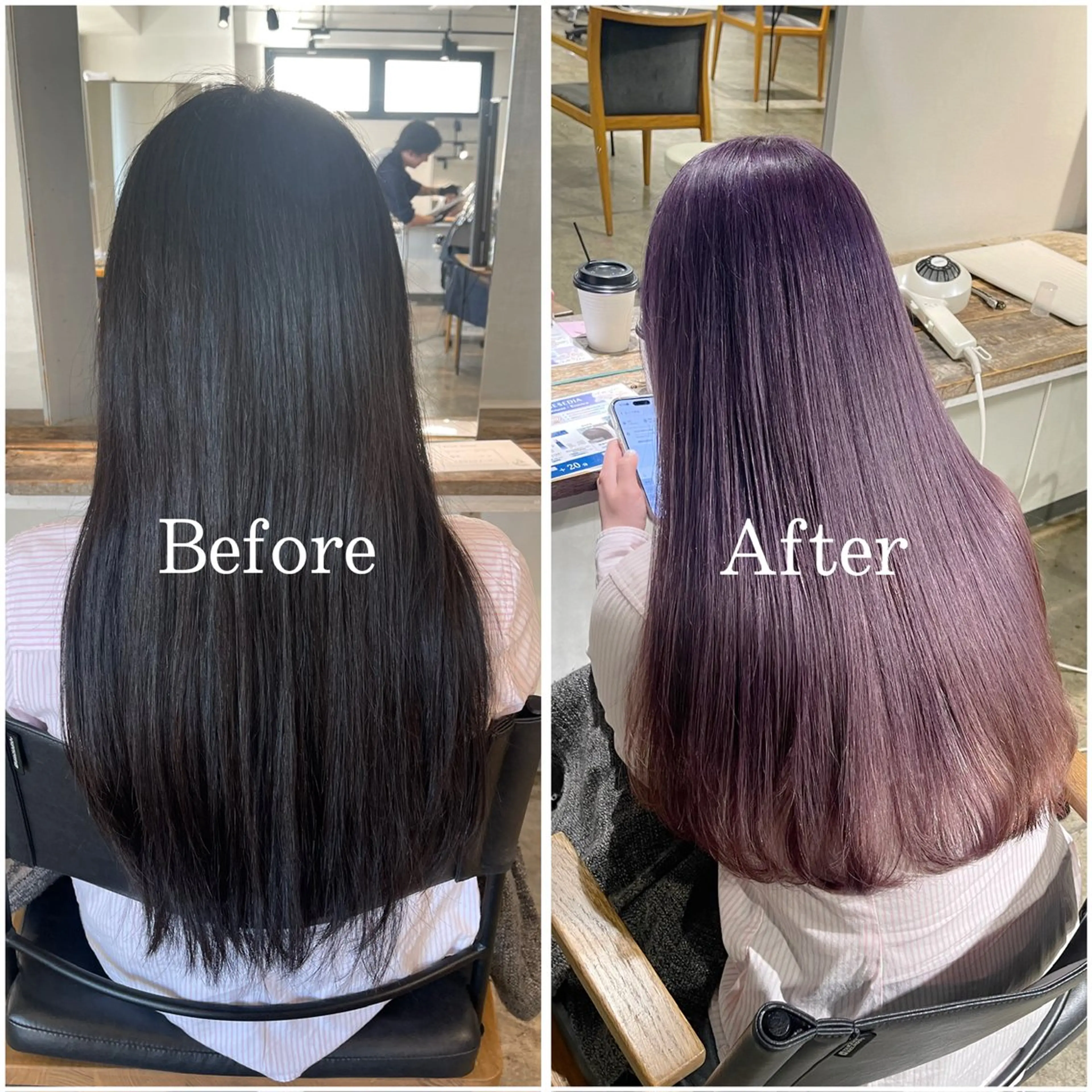 ロング カラー ブリーチ デザインカラー 似合わせカット 縮毛矯正 ヘアカラー ムラ修正/ ハイトーン💖Riaのヘアスタイル