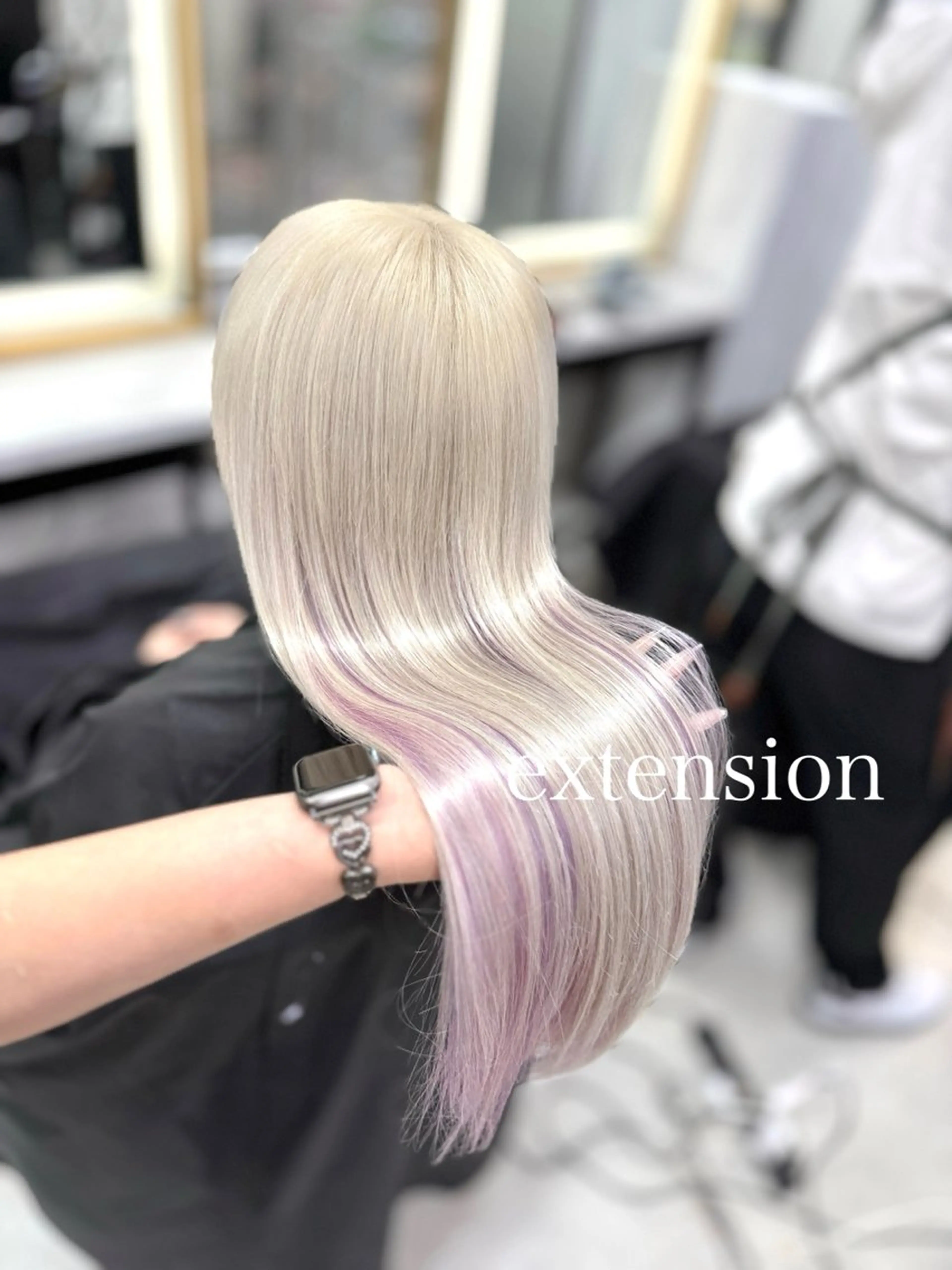 ロング カラー シールエクステ ブリーチ 透明感カラー エクステ 韓国風ヘア ヘアカラー エクステ エクステ🩵ブリーチ 韓国ヘア🩵KAEのヘアスタイル