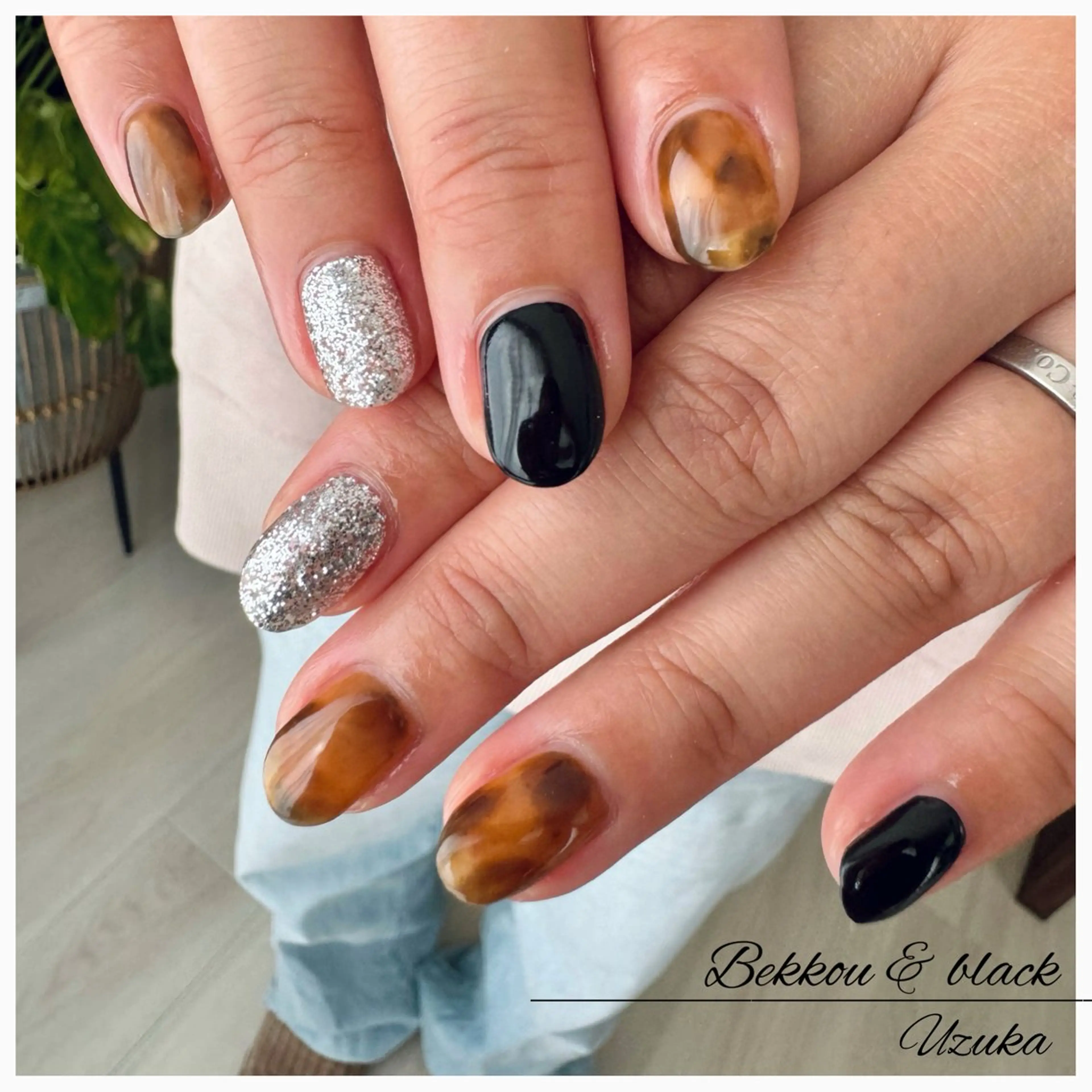 ネイル べっ甲ネイル ハンドネイル ハンドケア 【nail】 Uzuka🌙のネイルデザイン