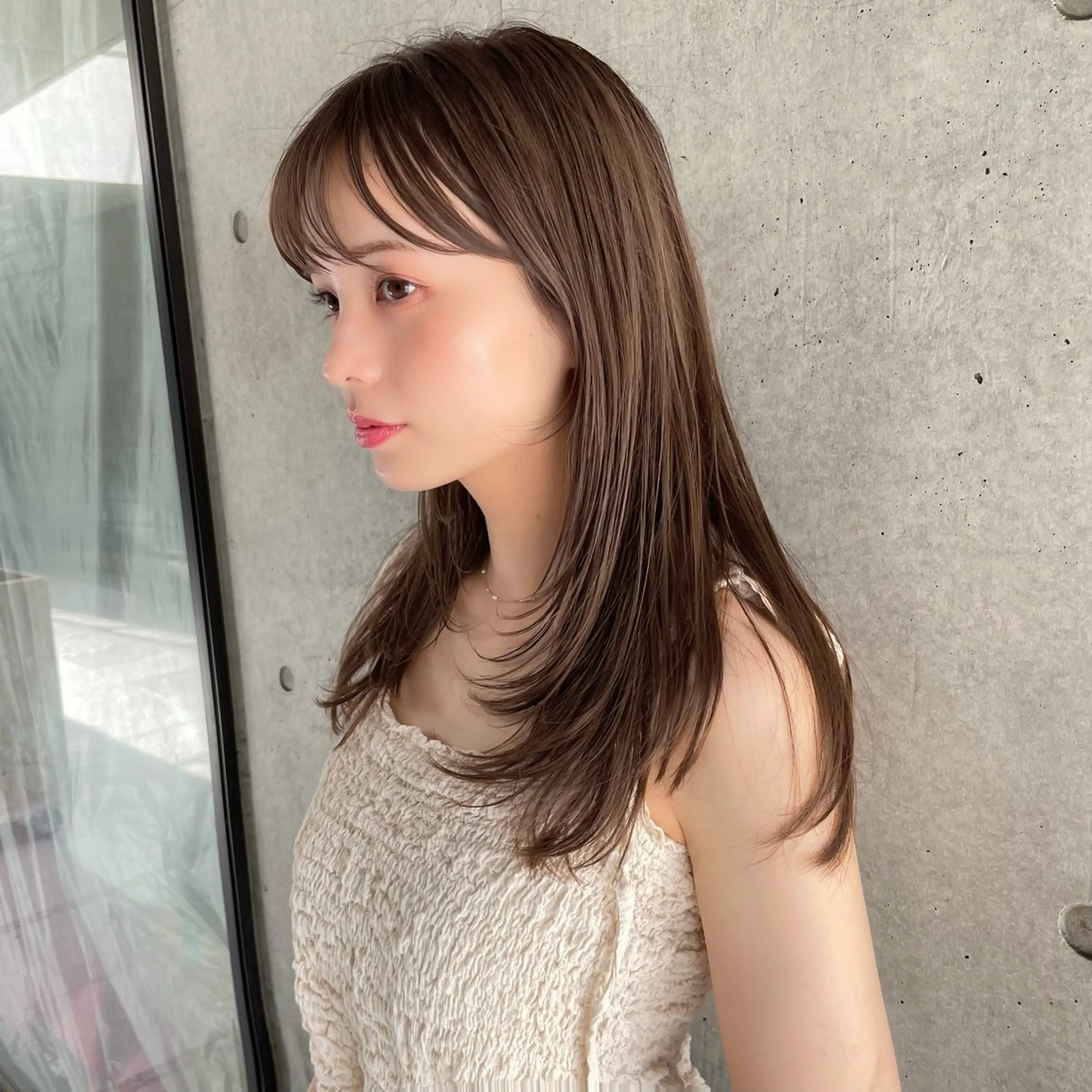 セミロング カラー ヘアアレンジ カット ヘアカラー トリートメント ヘッドスパ ヘアセット 【柔らか透明感✨/ 似合せ前髪】大石葉月のヘアスタイル