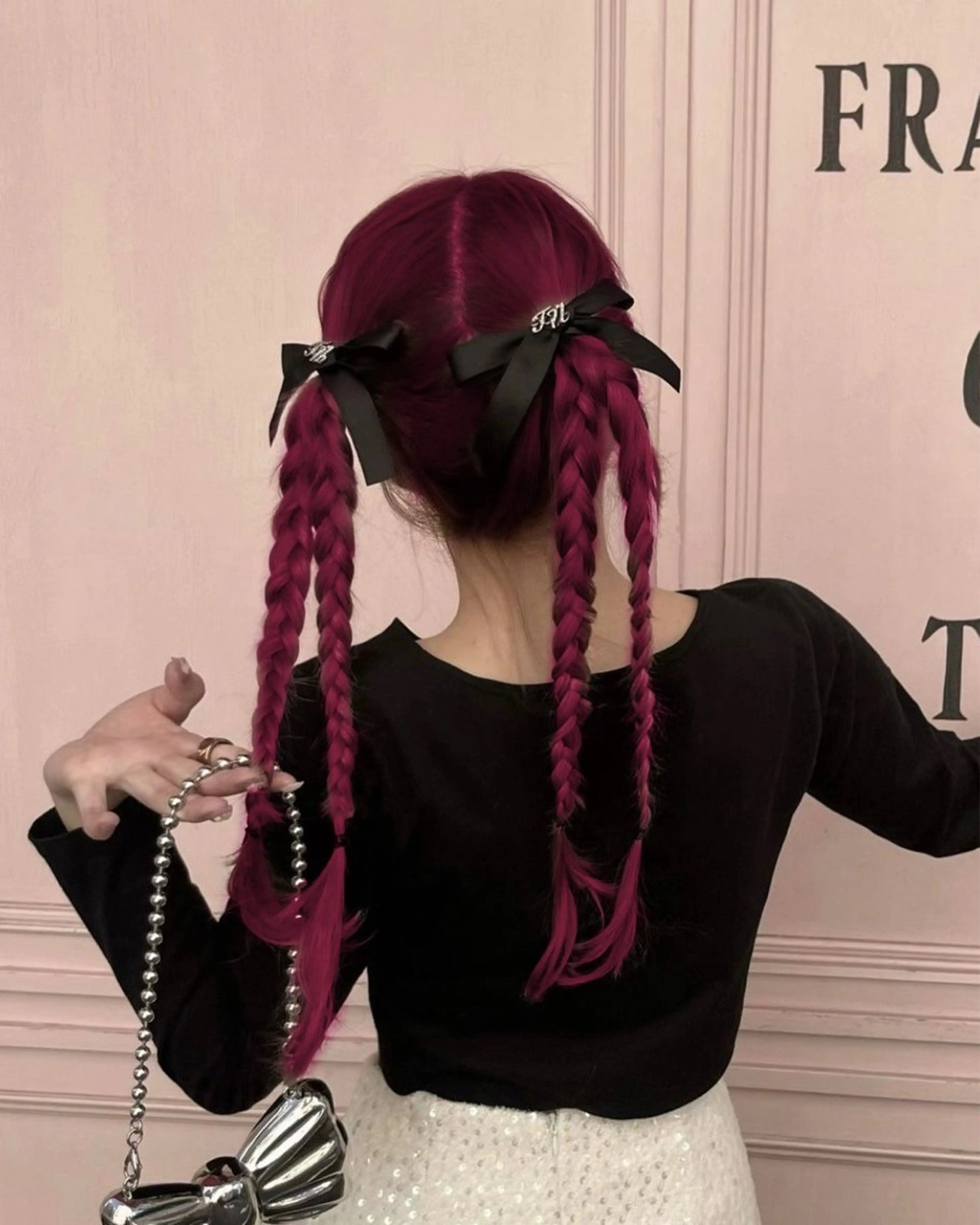 ロング カラー ヘアアレンジ ケアカラー ロング ヘアカラー ヘッドスパ ヘアセット 中韓🇰🇷暖色/ ワインレッド/らいるのヘアスタイル