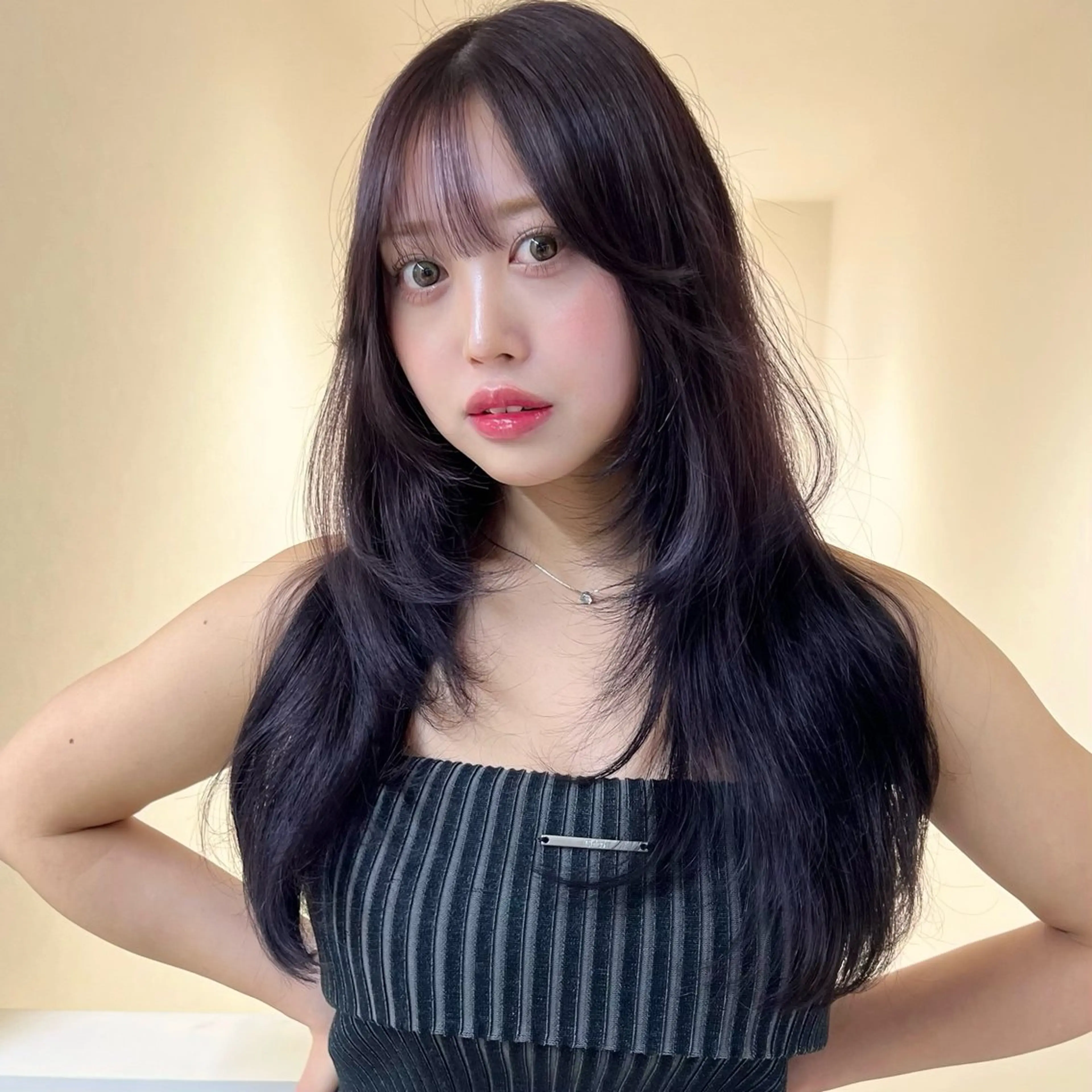 ロング レイヤーカット 似合わせカット カット ヘアカラー トリートメント AI TOKYO　S所属・mizuki 【韓国レイヤー】のヘアスタイル