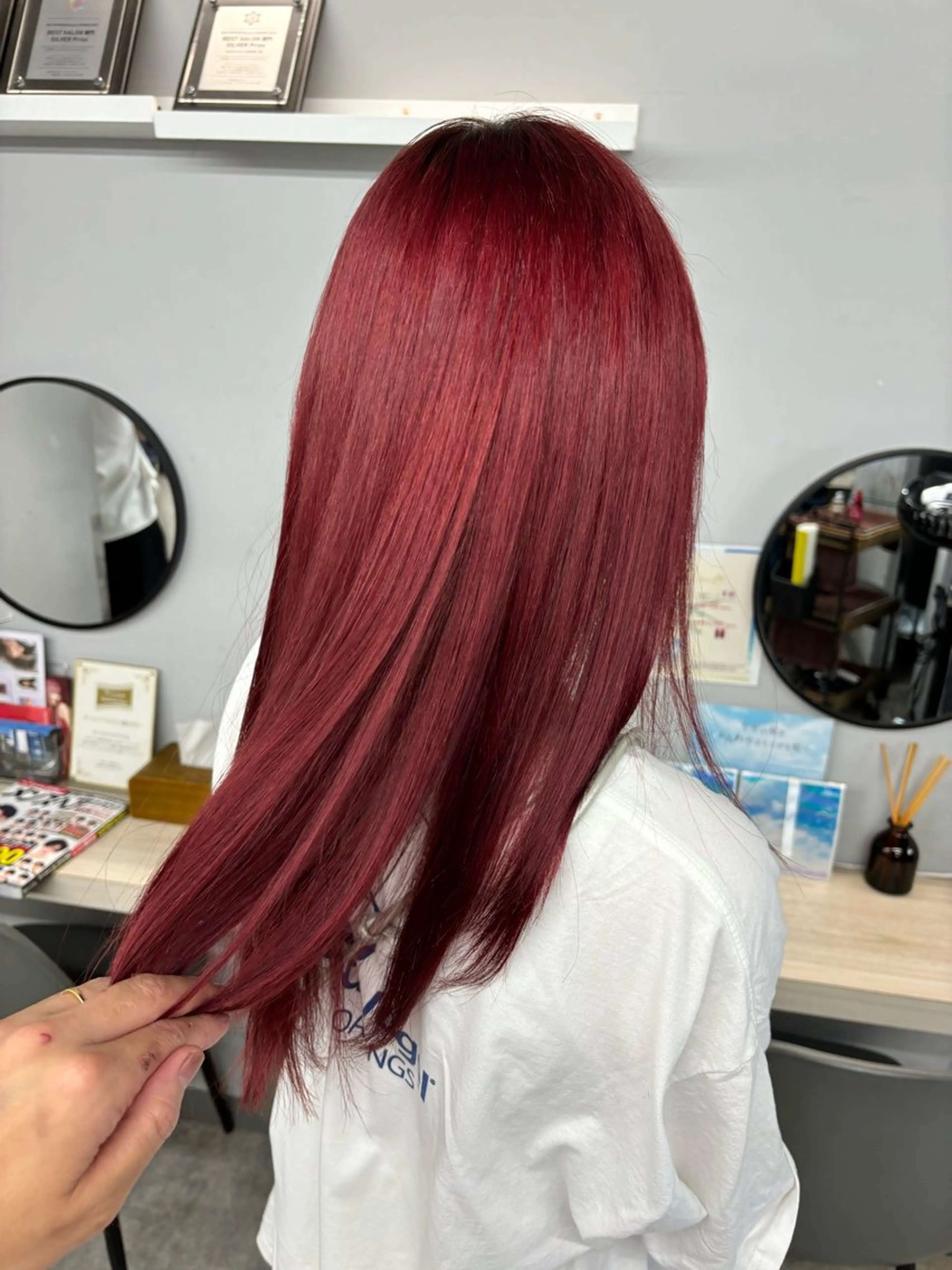 ロング カラー レッドカラー カット ヘアカラー ブリーチ&似合せボブ 田中寛十のヘアスタイル