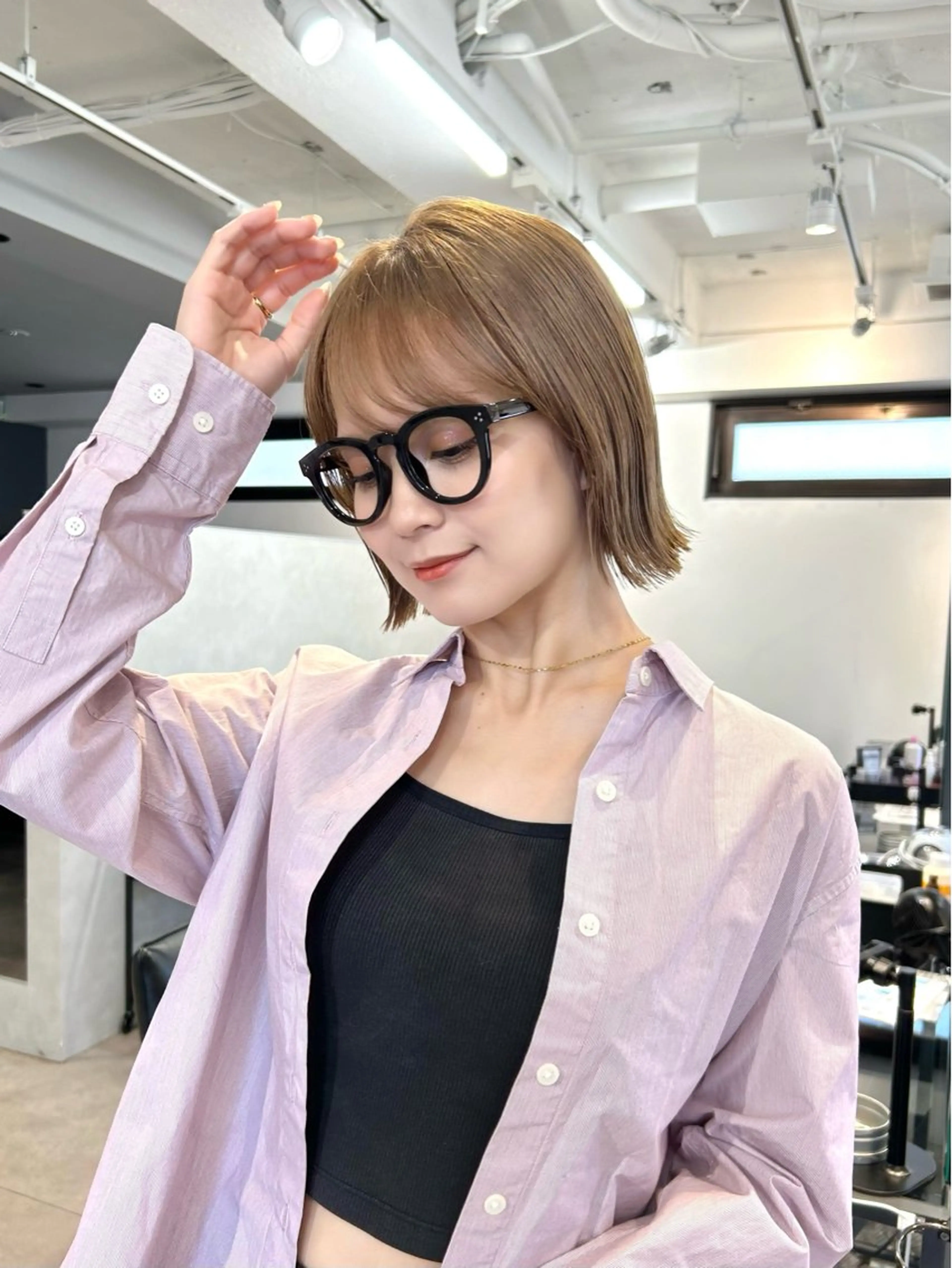 ショート カラー 切りっぱなしボブ ボブ カット ヘアカラー 抜け感大人ボブ/美髪 縮毛矯正taigaのヘアスタイル