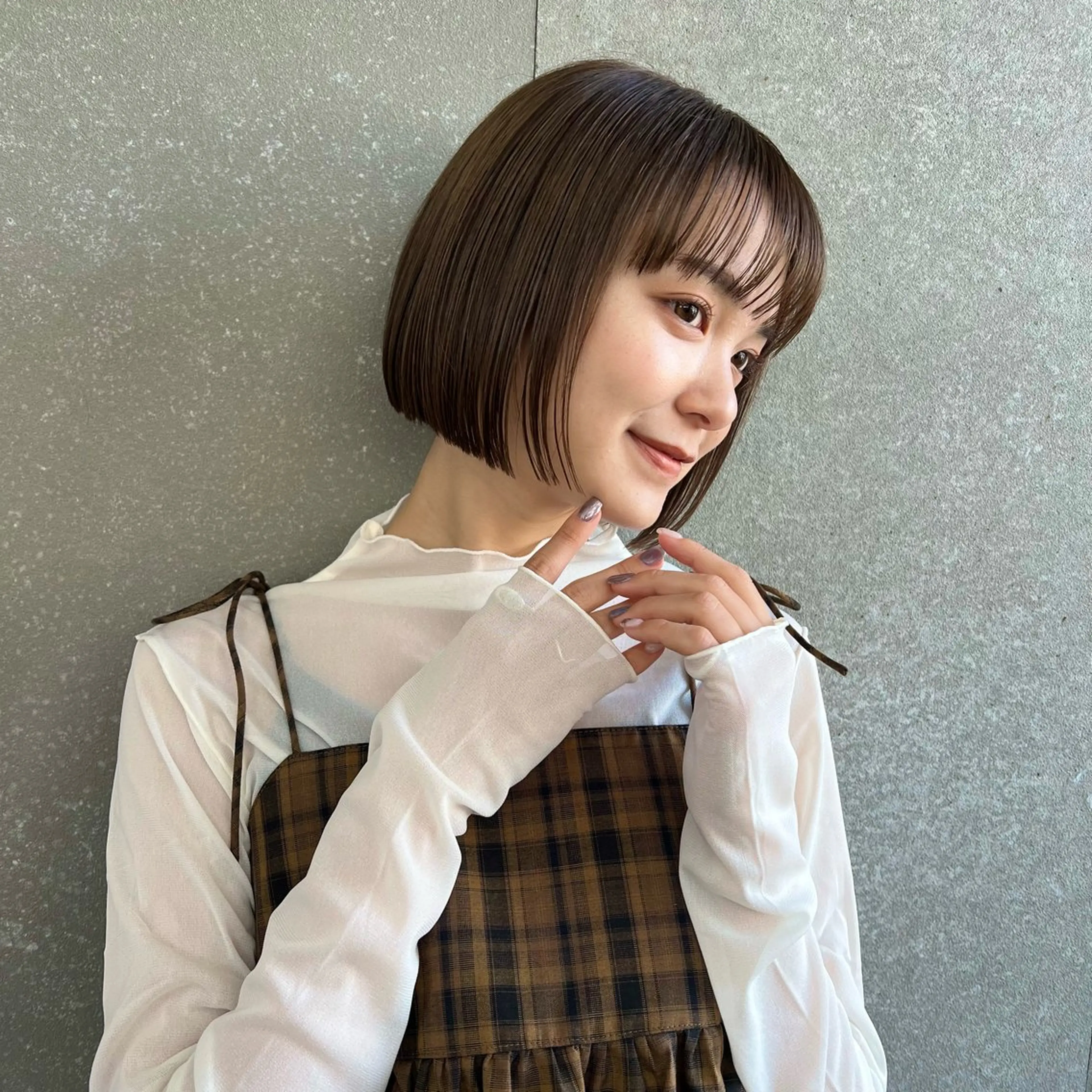 ショート カラー ボブ/巻ける縮毛矯正 /韓国レイヤーはなのヘアスタイル